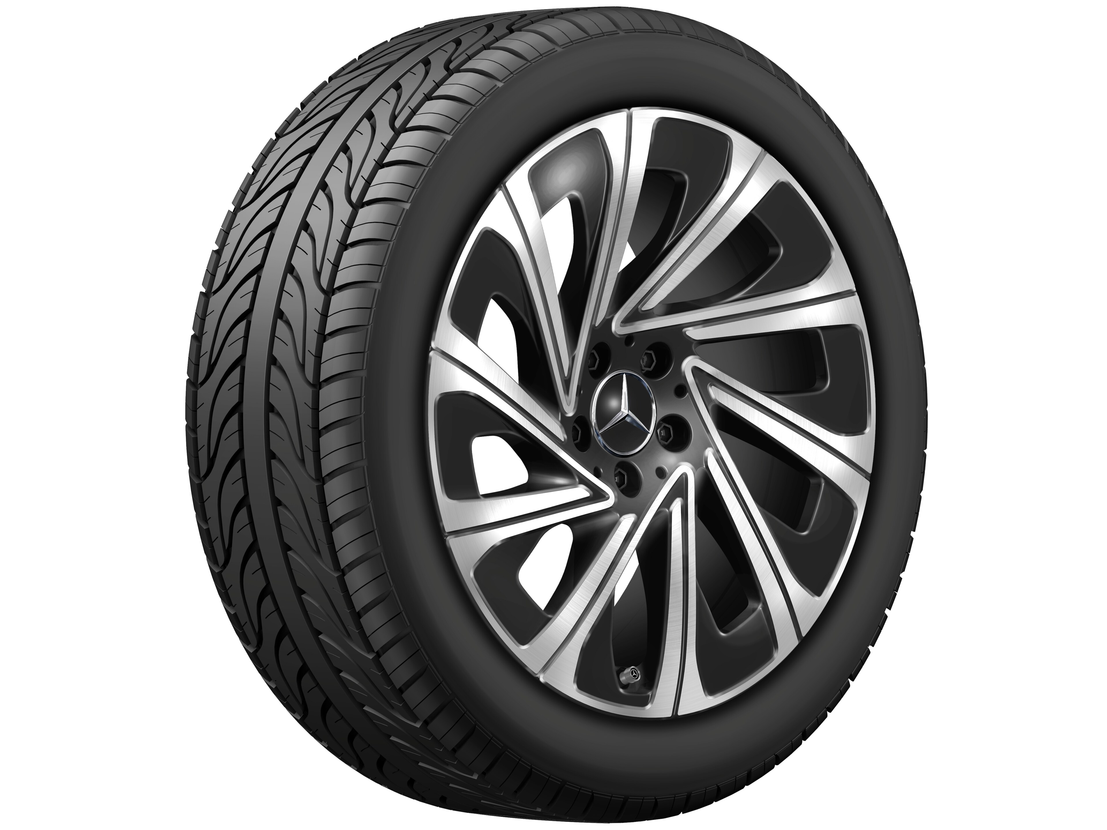 Cerchio a 10 razze, Aero, 48,3 cm (19 pollici) - 9,5 J x 19 ET 51, colore nero, Tornitura a specchio
