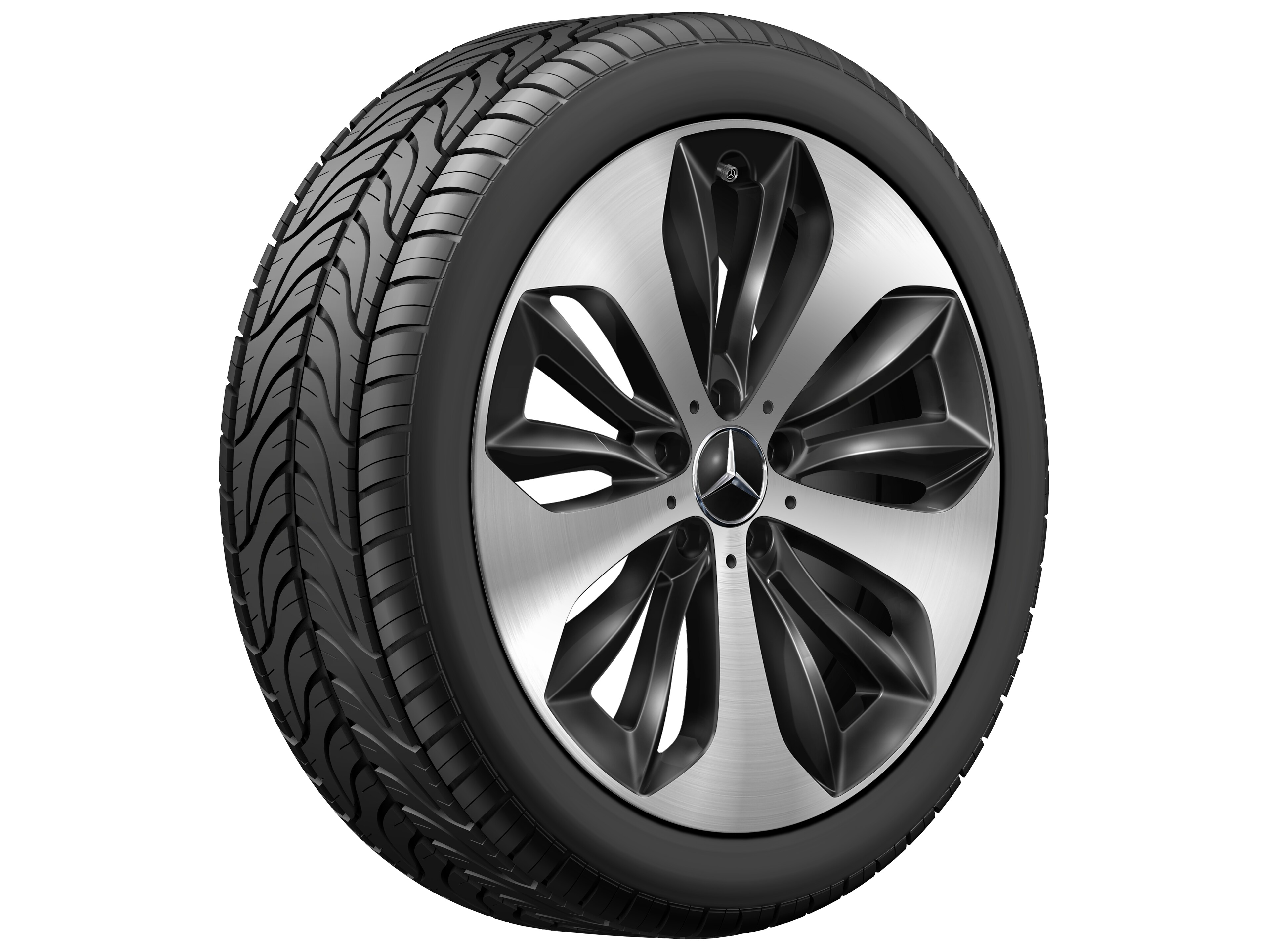 Cerchio a 10 razze, Aero, 48,3 cm (19 pollici), con tornitura a specchio - 7,5 J x 19 ET 53, colore nero, Tornitura a specchio