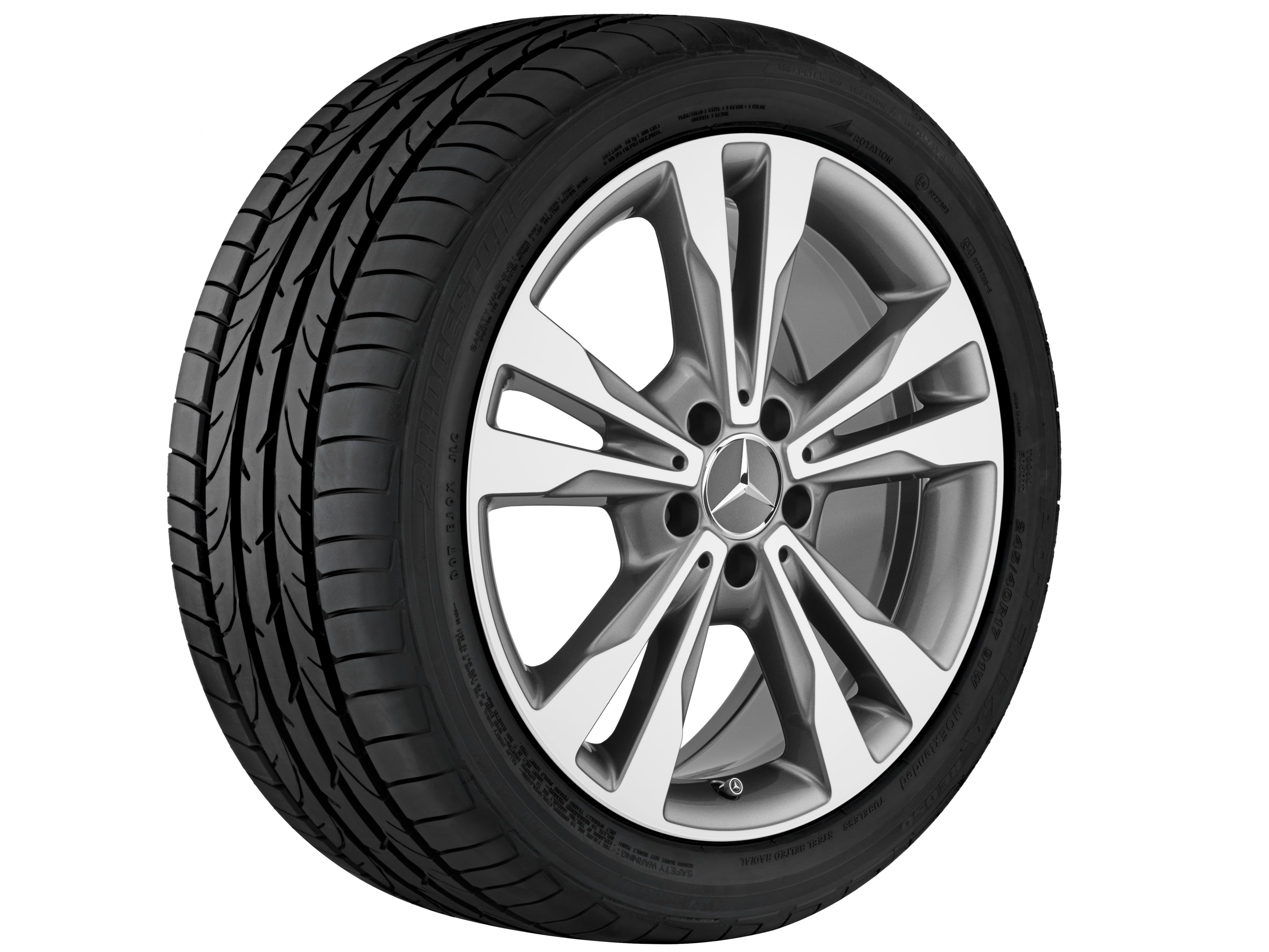 Cerchio a 5 doppie razze, 45,7 cm (18 pollici) - 8,5 J x 18 ET 56, grigio Himalaya, Tornitura a specchio