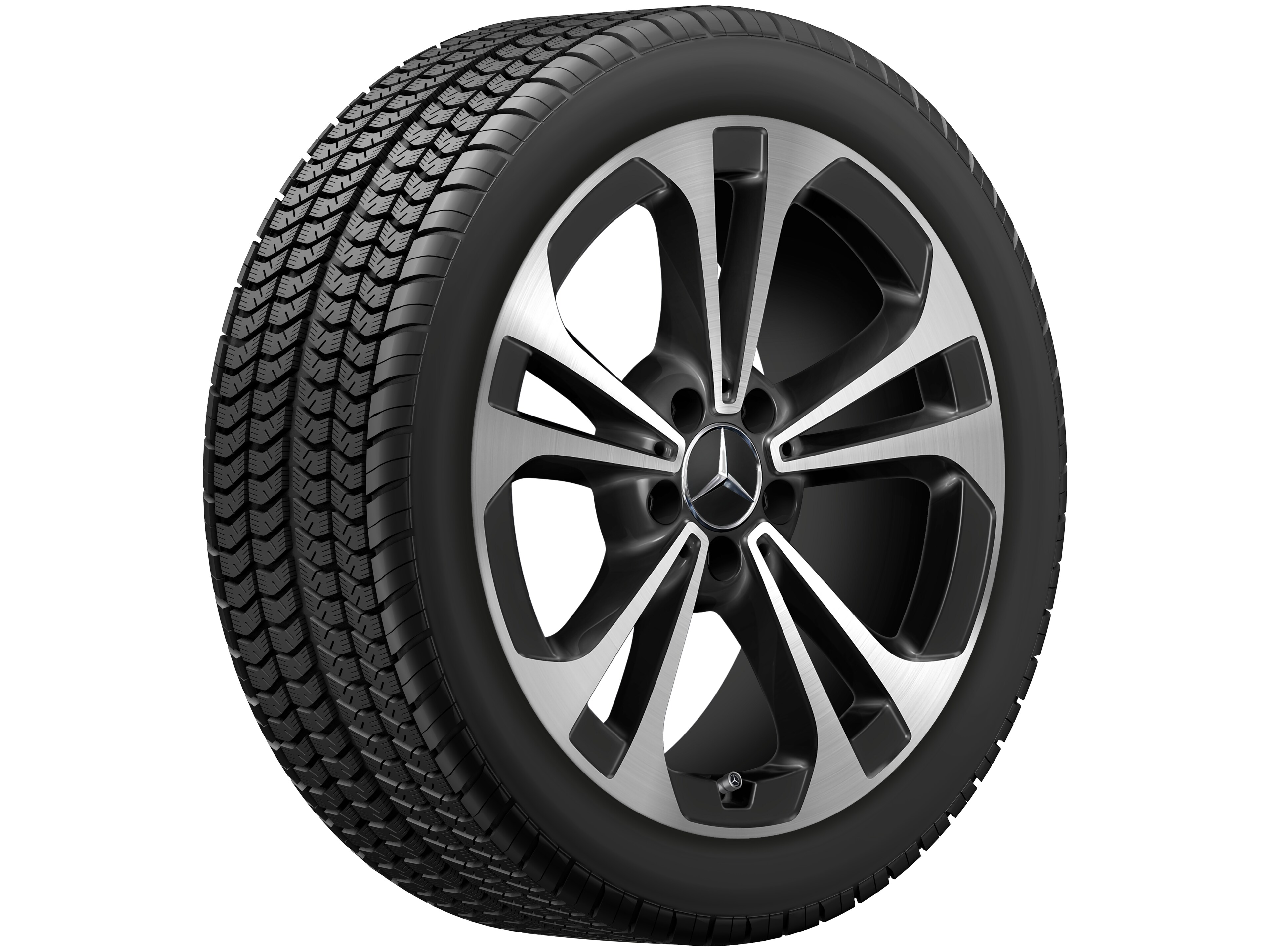 Cerchio a 5 doppie razze, Aero, 45,7 cm (18 pollici), con tornitura a specchio - 8,5 J x 18 ET 52, colore nero, Tornitura a specchio