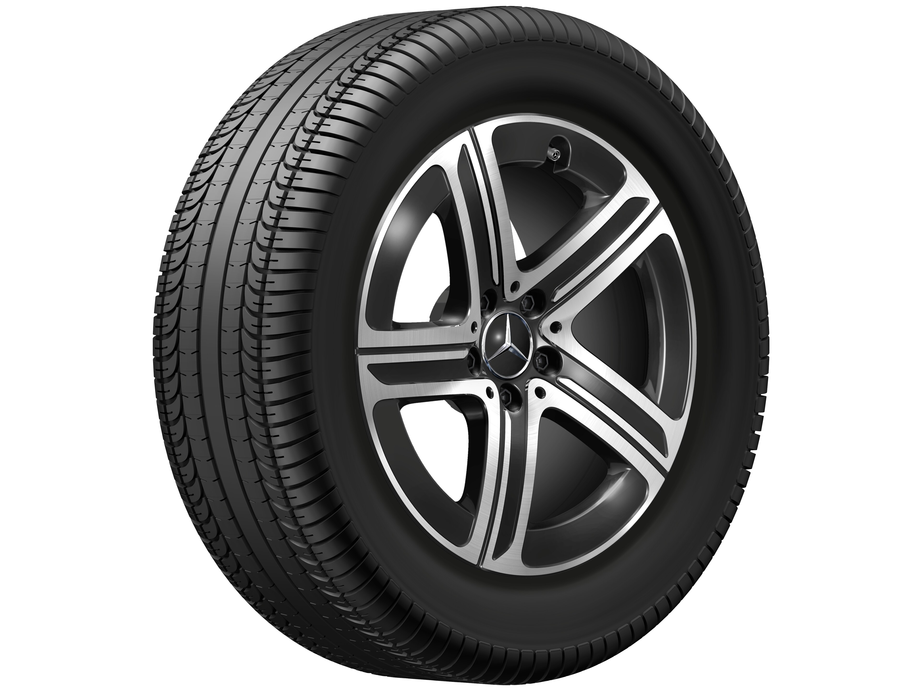 Cerchio a 5 razze, Aero, 45,7 cm (18 pollici), con tornitura a specchio - 9 J x 18 ET 30, colore nero, Tornitura a specchio