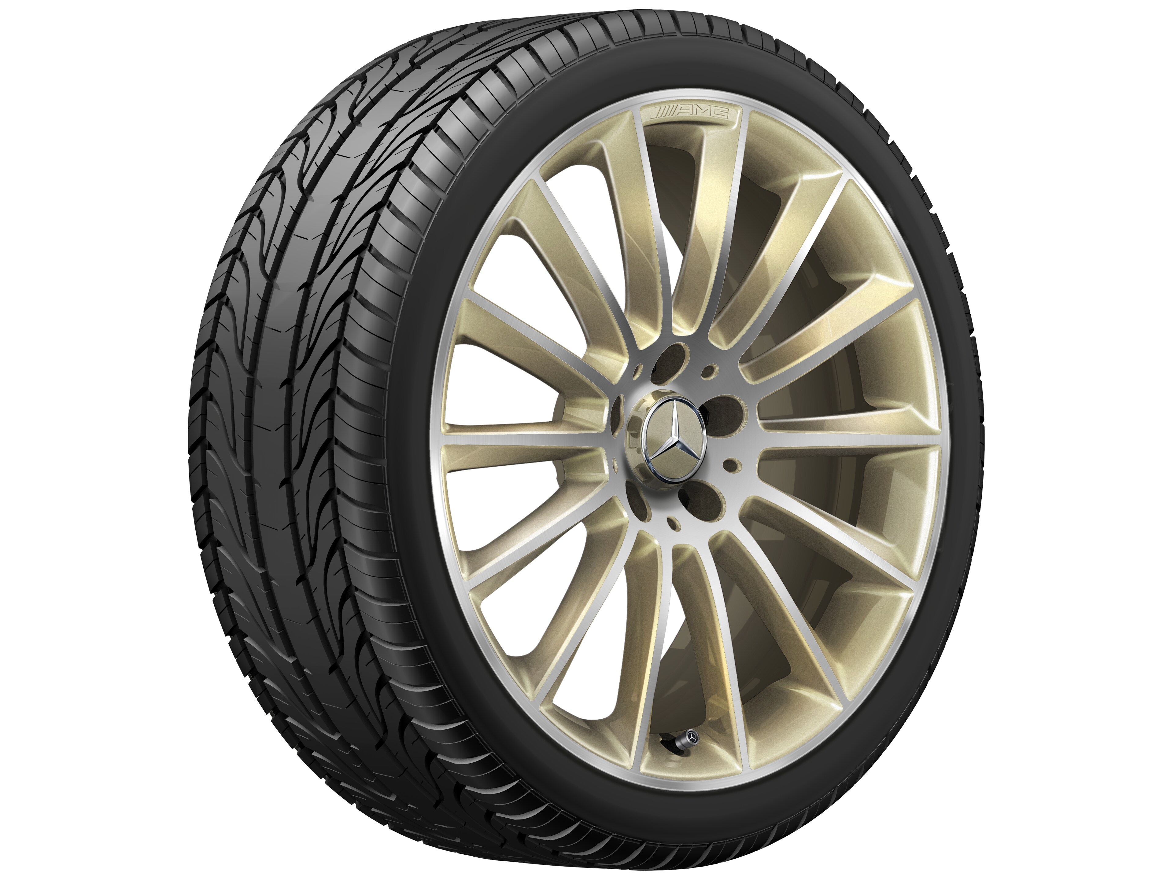 Cerchio a razze AMG, 48,3 cm (19 pollici) - 8 J x 19 ET 40, oro, Tornitura a specchio