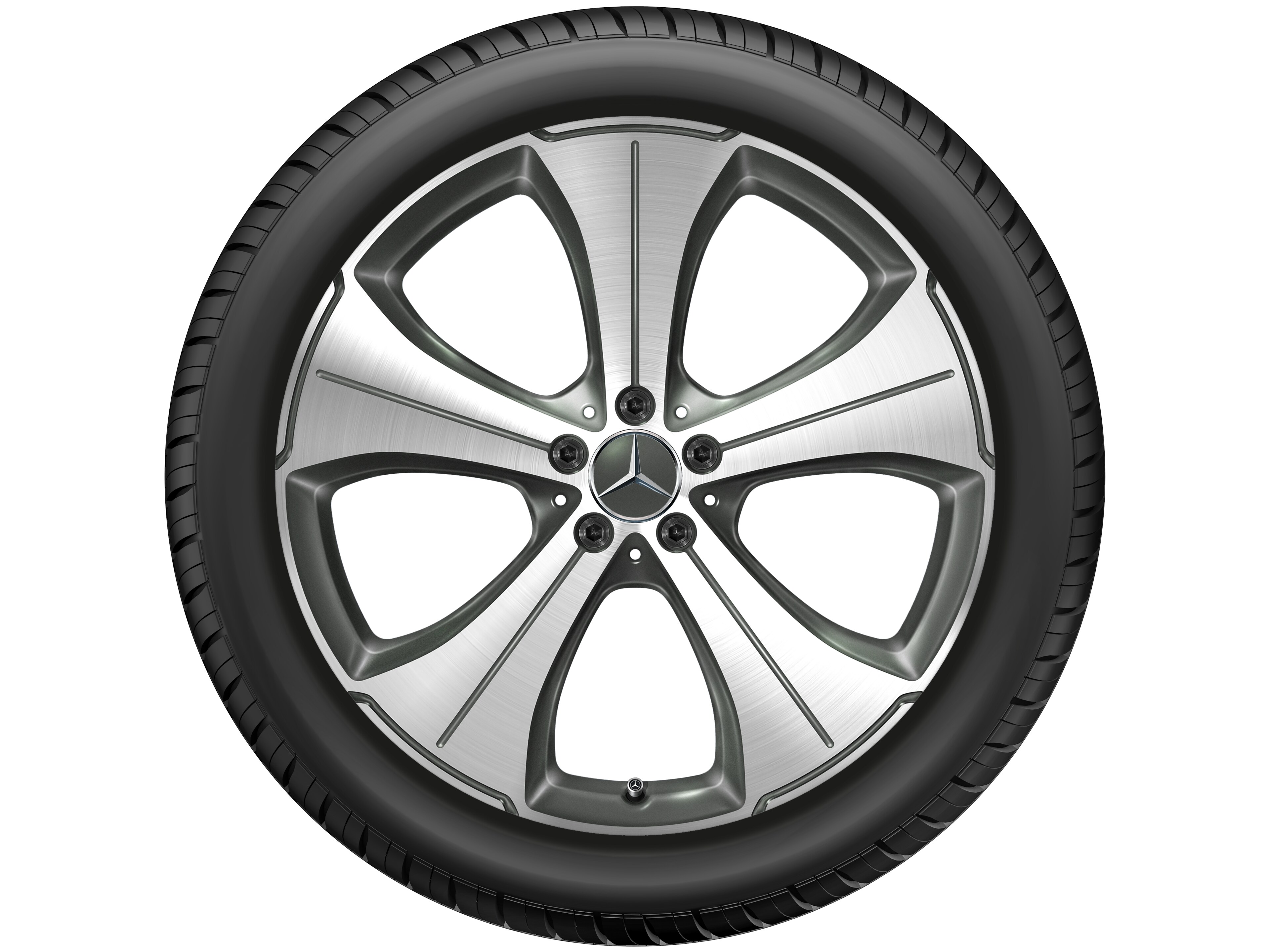 Cerchio a 5 razze, 53,3 cm (21 pollici), con tornitura a specchio - 11 J x 21 ET 55, grigio Himalaya, Tornitura a specchio