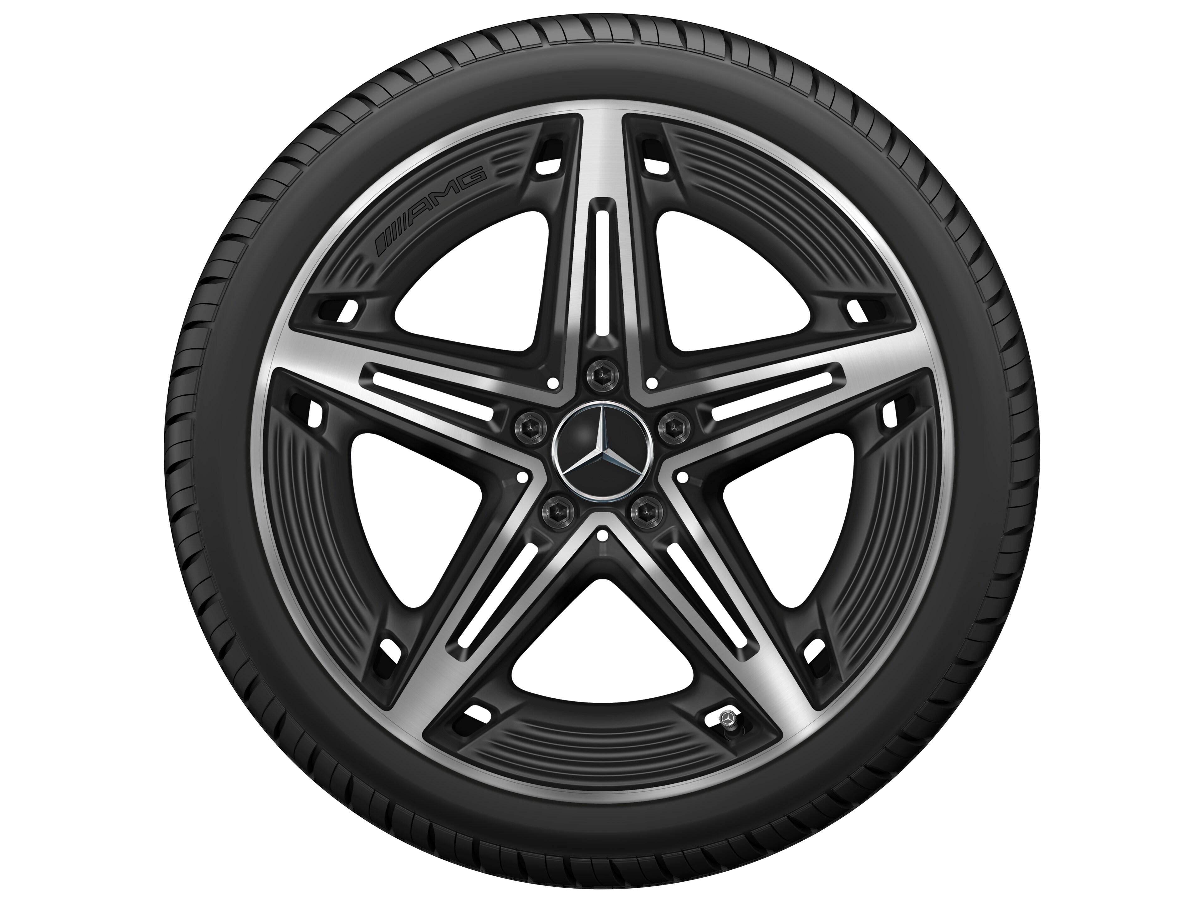 Cerchio a 5 razze AMG, 48,3 cm (19 pollici) - 8,5 J x 19 ET 46, nero opacizzato, Tornitura a specchio
