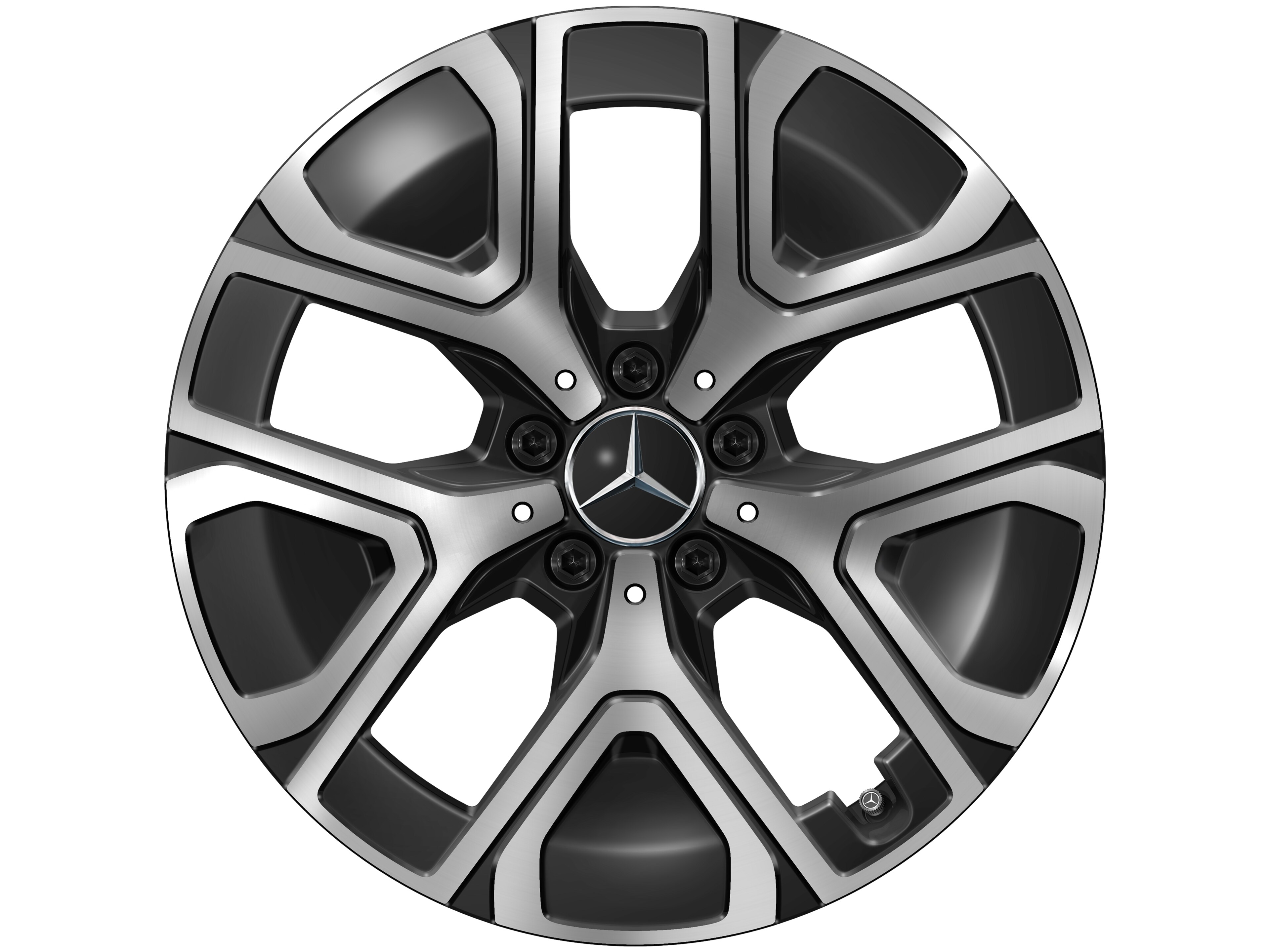 Cerchio a 5 doppie razze, Aero, 45,7 cm (18 pollici) - 7 J x 18 ET 46,6, colore nero, Tornitura a specchio