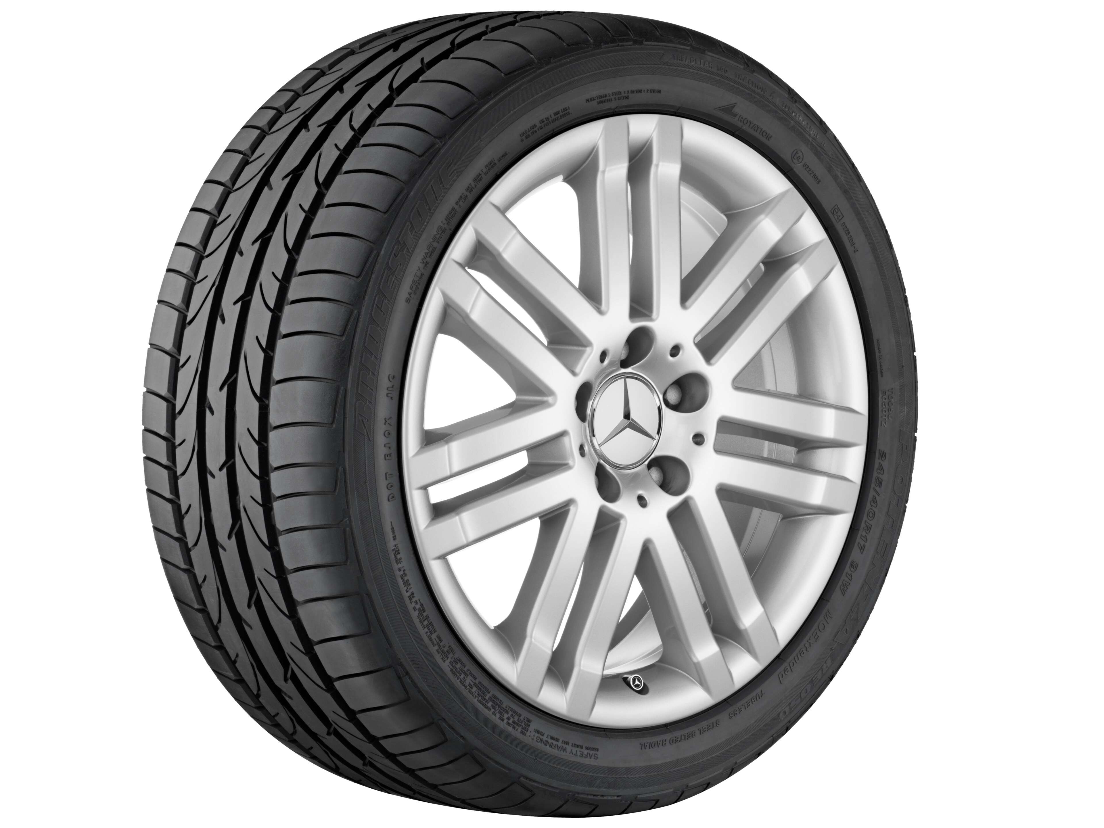 Cerchio a 7 doppie razze, 43,2 cm (17 pollici) - 8,5 J x 17 ET 58, argento titanio