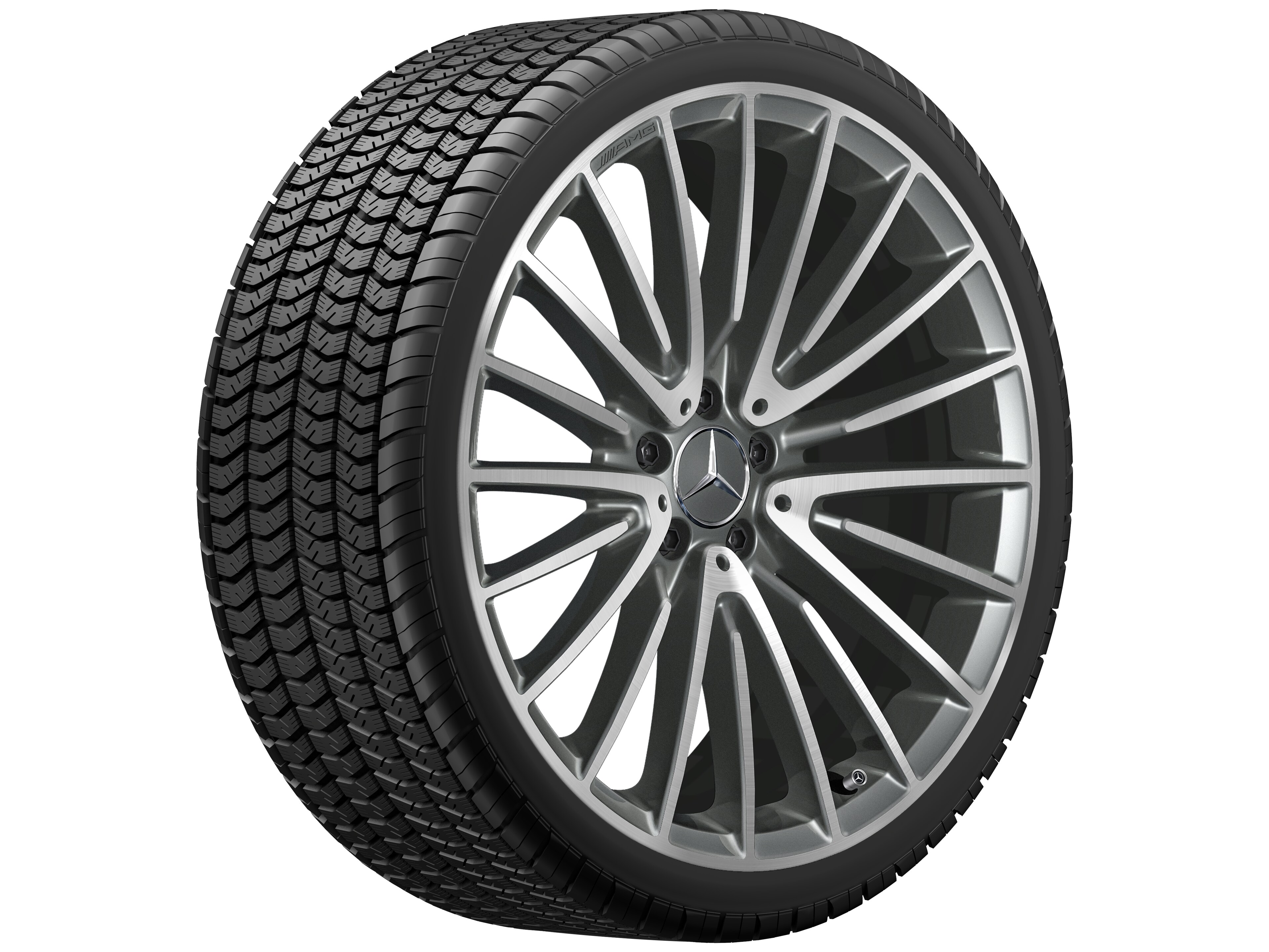 Cerchio a razze AMG, 53,3 cm (21 pollici) - 9 J x 21 ET 34, grigio titanio, Tornitura a specchio