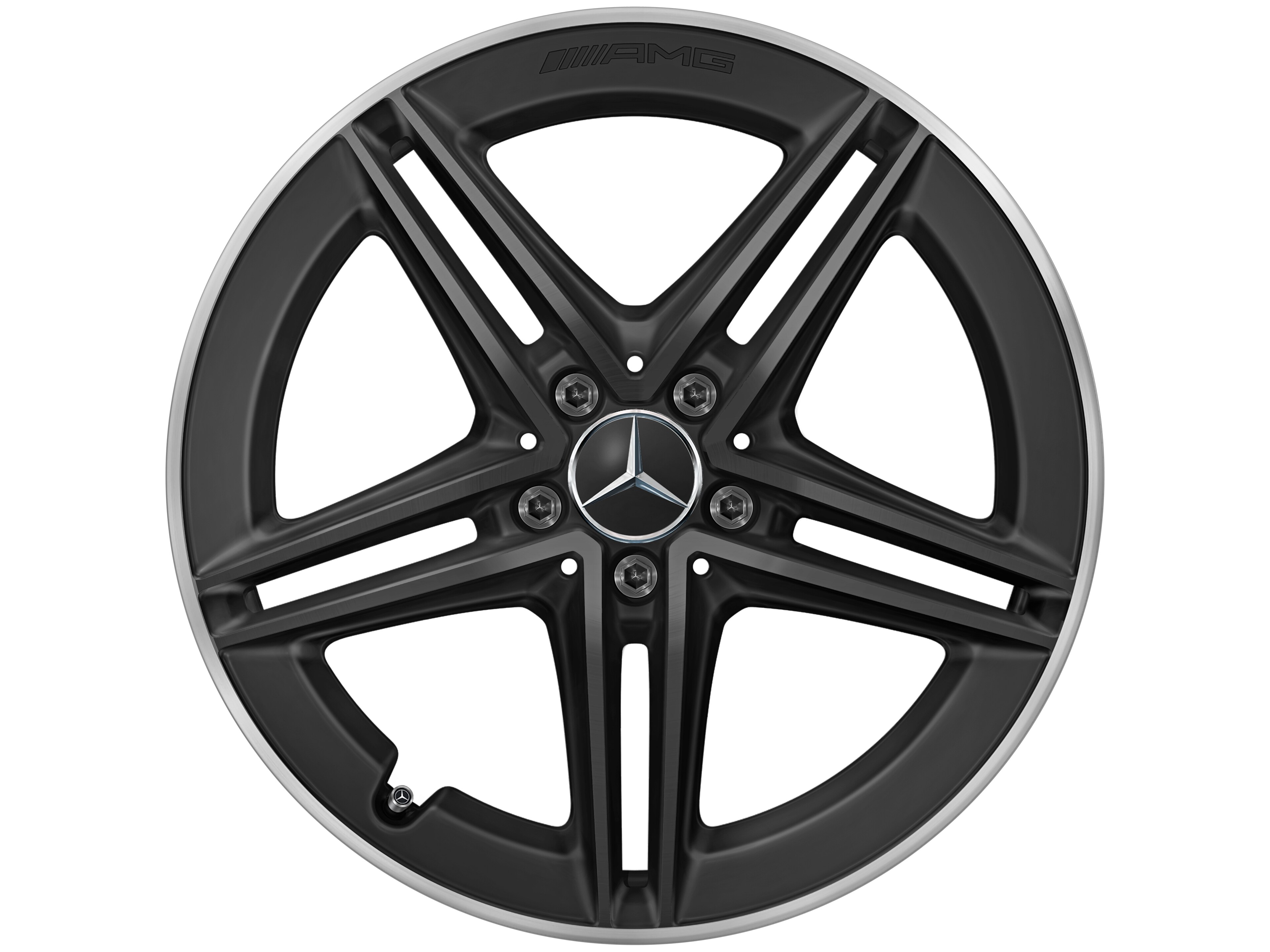 Cerchio a 5 doppie razze AMG, 48,3 cm (19 pollici), Bordo del cerchio tornito a specchio - 9 J x 19 ET 52, nero opacizzato