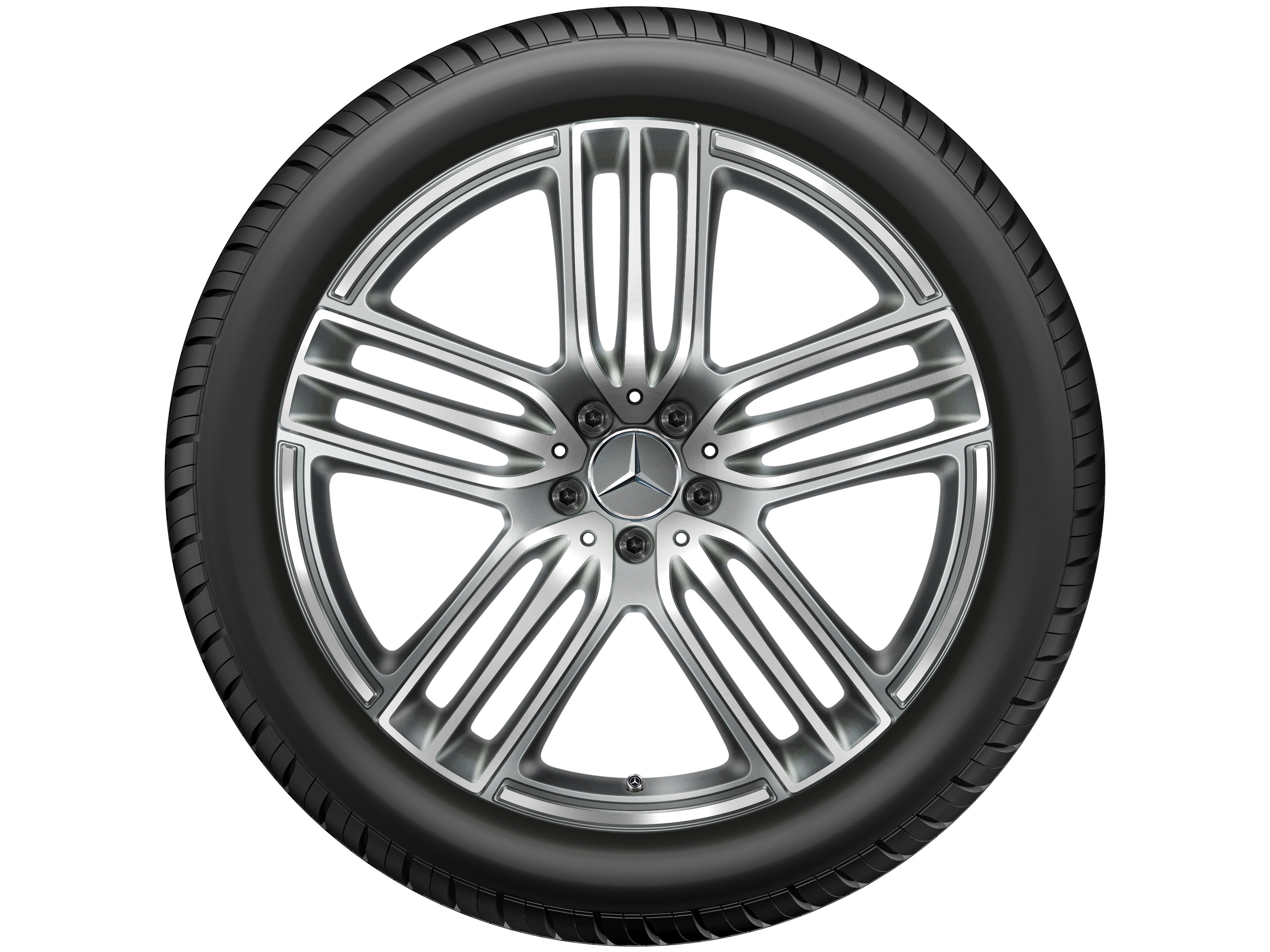 Cerchio a 5 triple razze, 53,3 cm (21 pollici), con tornitura a specchio - 10 J x 21 ET 62,5, grigio Himalaya, Tornitura a specchio