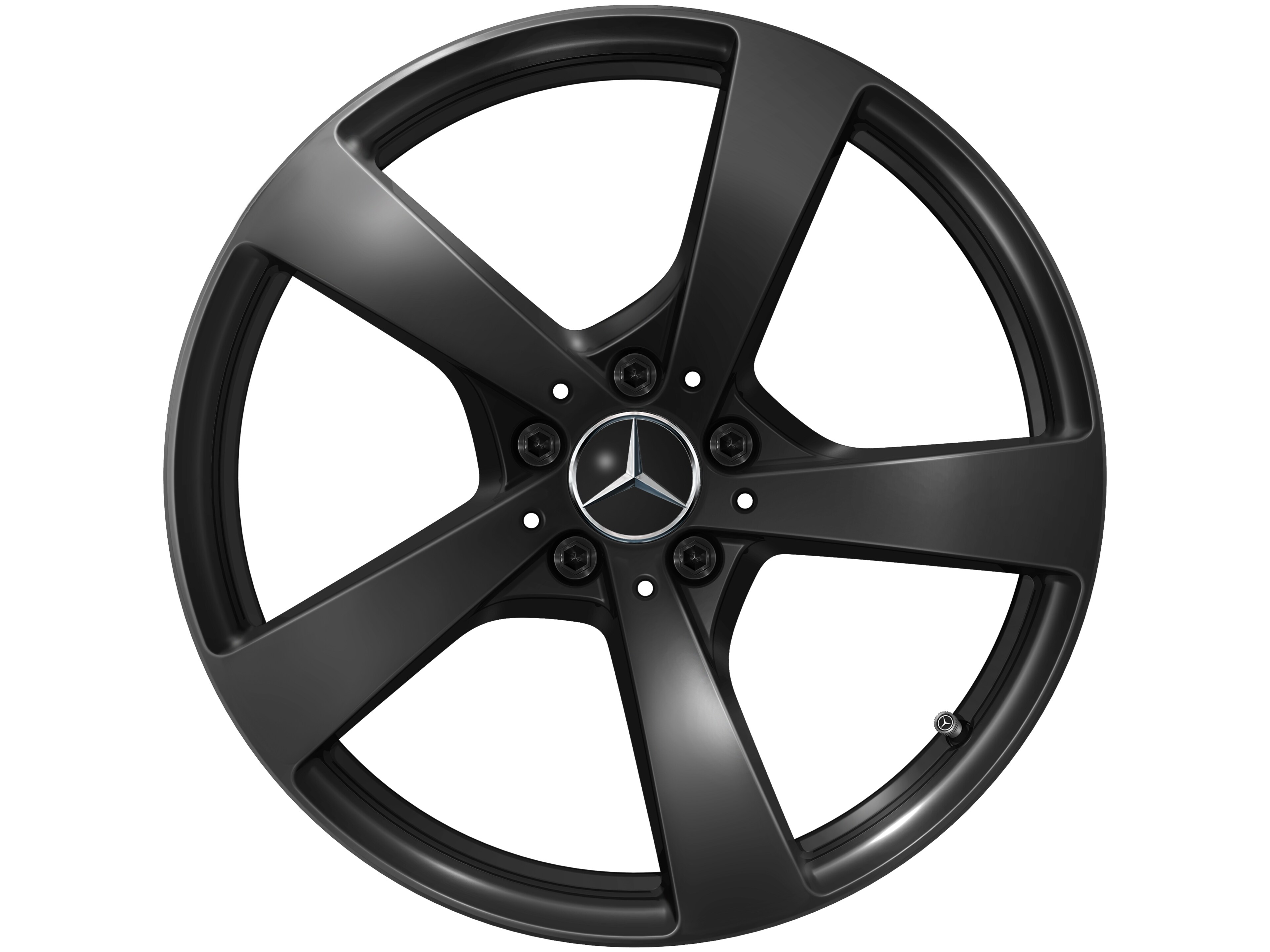 Cerchio a 5 razze, Aero, 48,3 cm (19 pollici) - 9 J x 19 ET 60,2, colore nero, verniciato