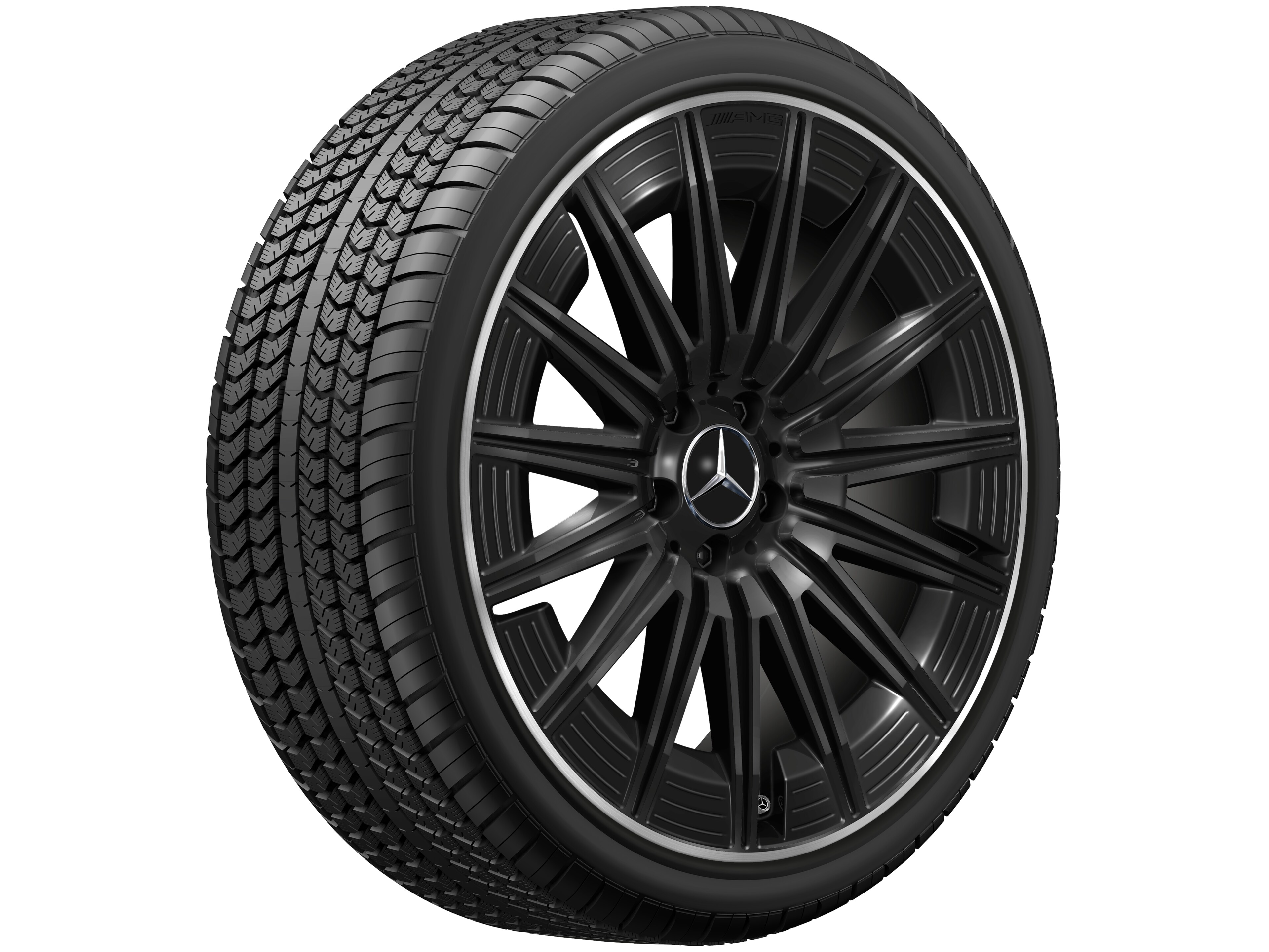 Cerchio a razze AMG, 50,8 cm (20 pollici), Bordo del cerchio tornito a specchio - 9 J x 20 ET 60,5, colore nero, Bordo del cerchio tornito a specchio