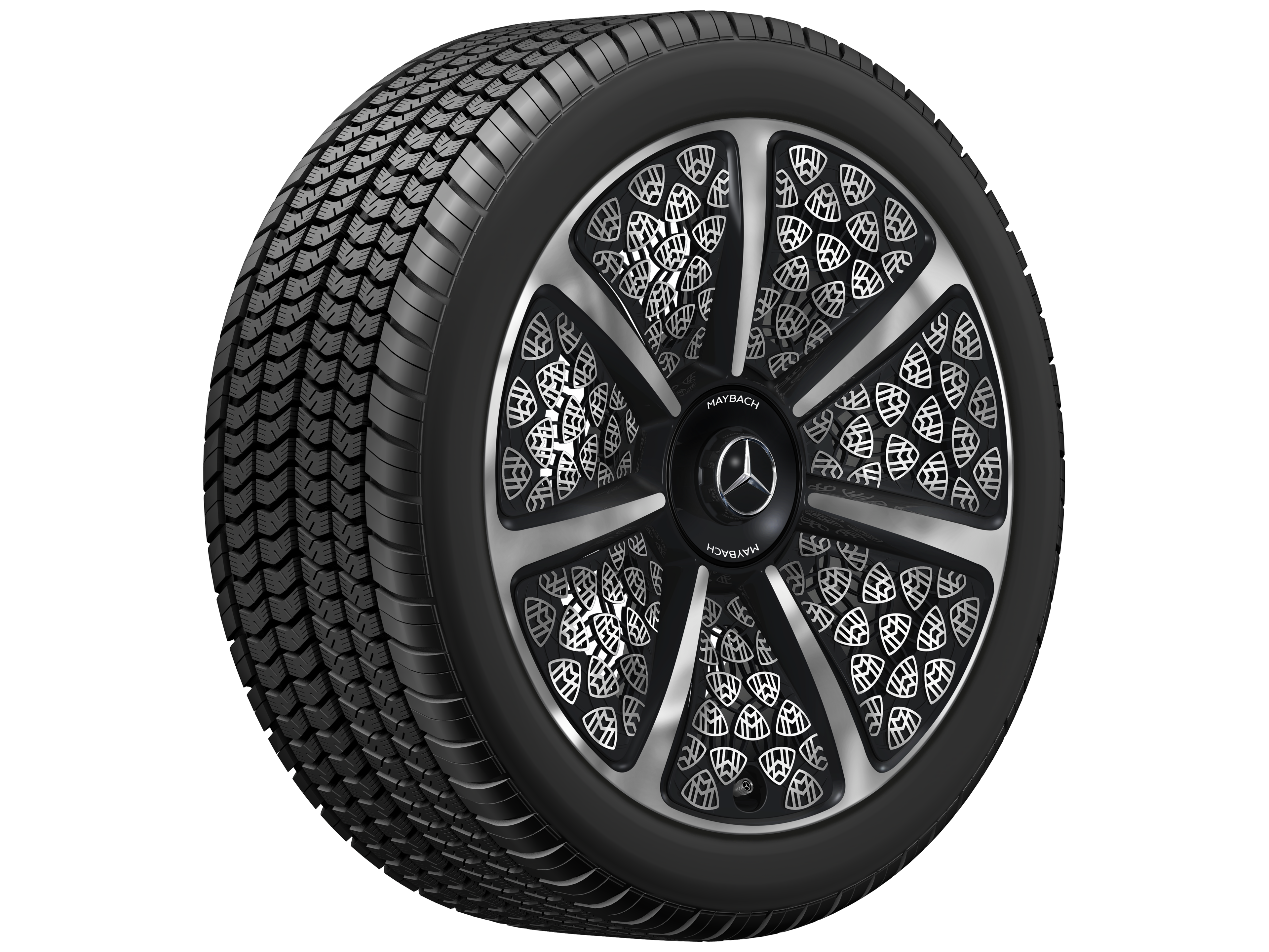 Cerchio a 7 razze, 50,8 cm (20 pollici) - 9 J x 20 ET 34, colore nero, Tornitura a specchio