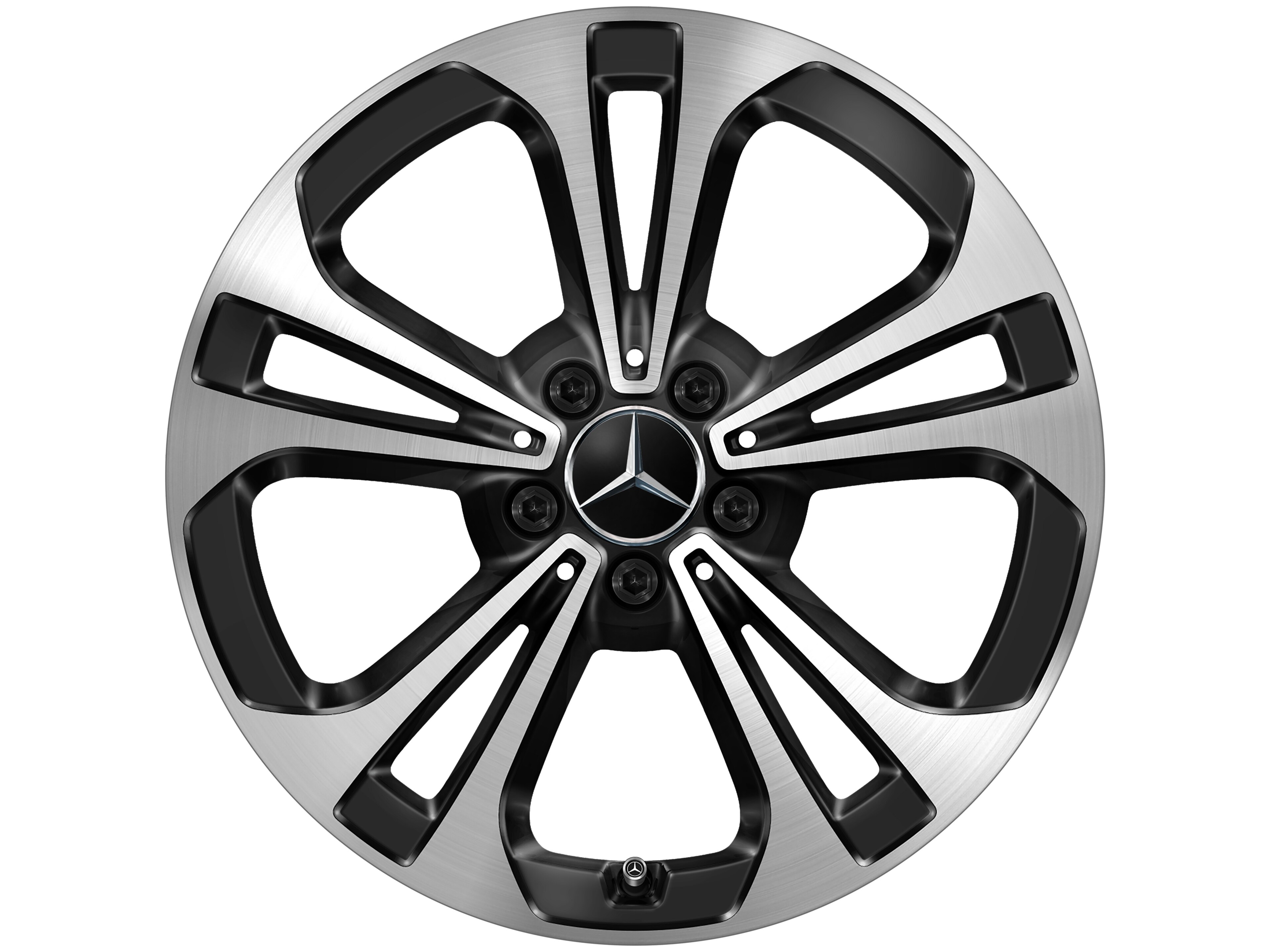 Cerchio a 5 doppie razze, Aero, 45,7 cm (18 pollici), con tornitura a specchio - 8,5 J x 18 ET 52, colore nero, Tornitura a specchio