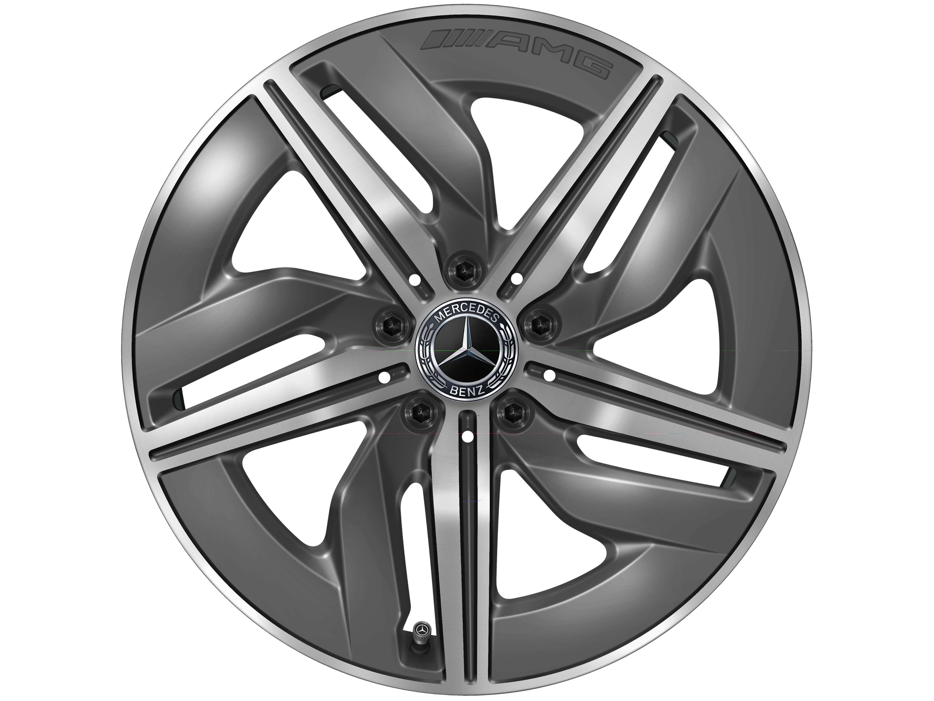 Cerchio a 5 razze AMG, 45,7 cm (18 pollici) - 9 J x 18 ET 66, Grigio tantalio, Tornitura a specchio