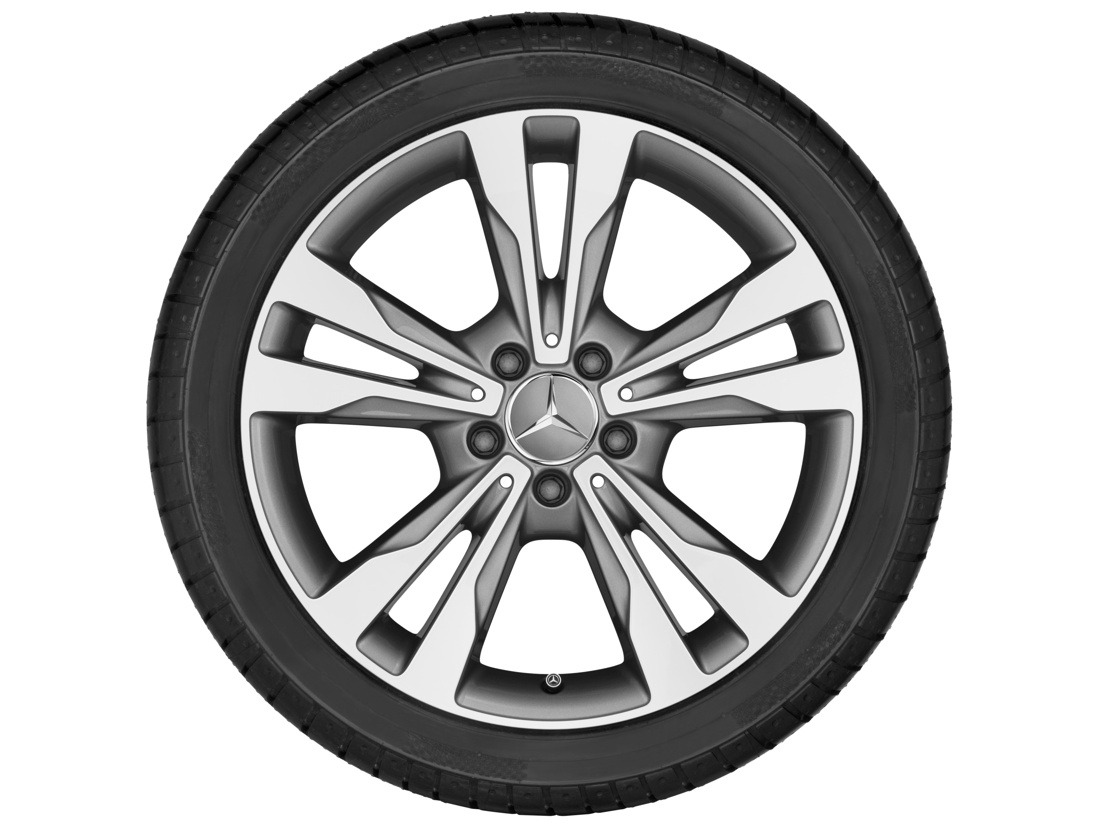 Cerchio a 5 doppie razze, 45,7 cm (18 pollici) - 8,5 J x 18 ET 56, grigio Himalaya, Tornitura a specchio