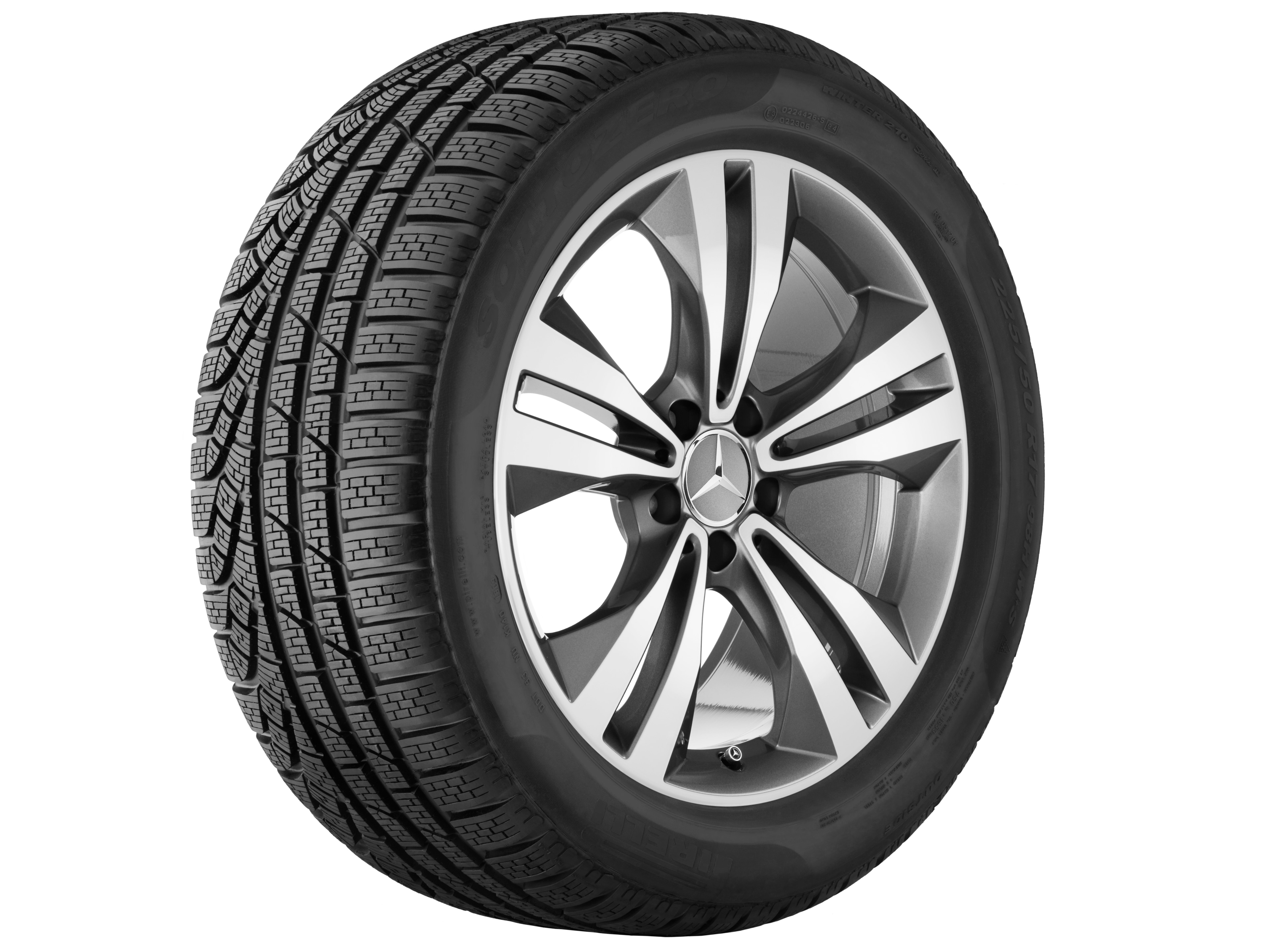 Cerchio a 5 doppie razze, 45,7 cm (18 pollici), con tornitura a specchio - 8,5 J x 18 ET 34,5, grigio Himalaya, Tornitura a specchio