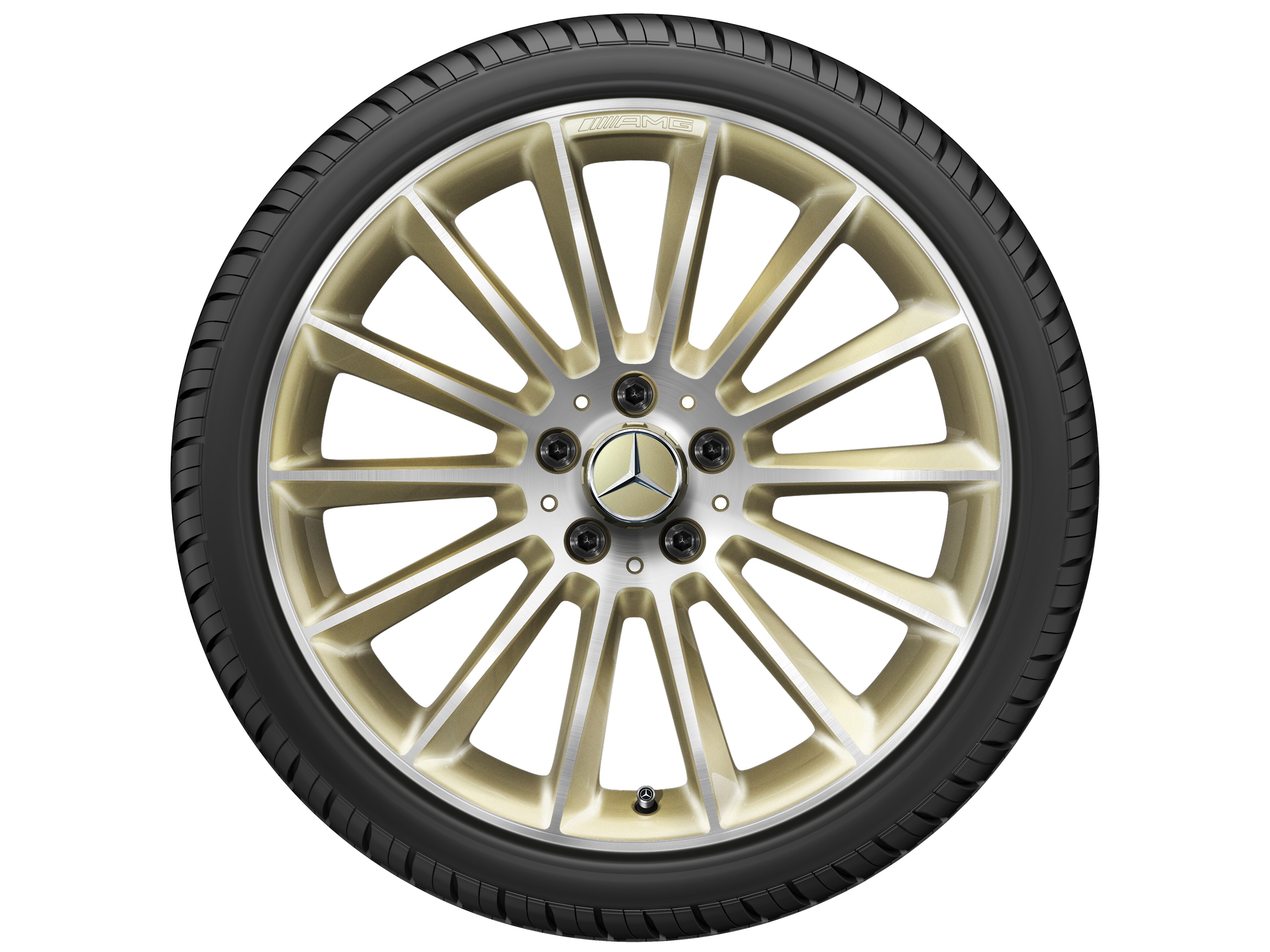 Cerchio a razze AMG, 48,3 cm (19 pollici) - 8 J x 19 ET 40, oro, Tornitura a specchio