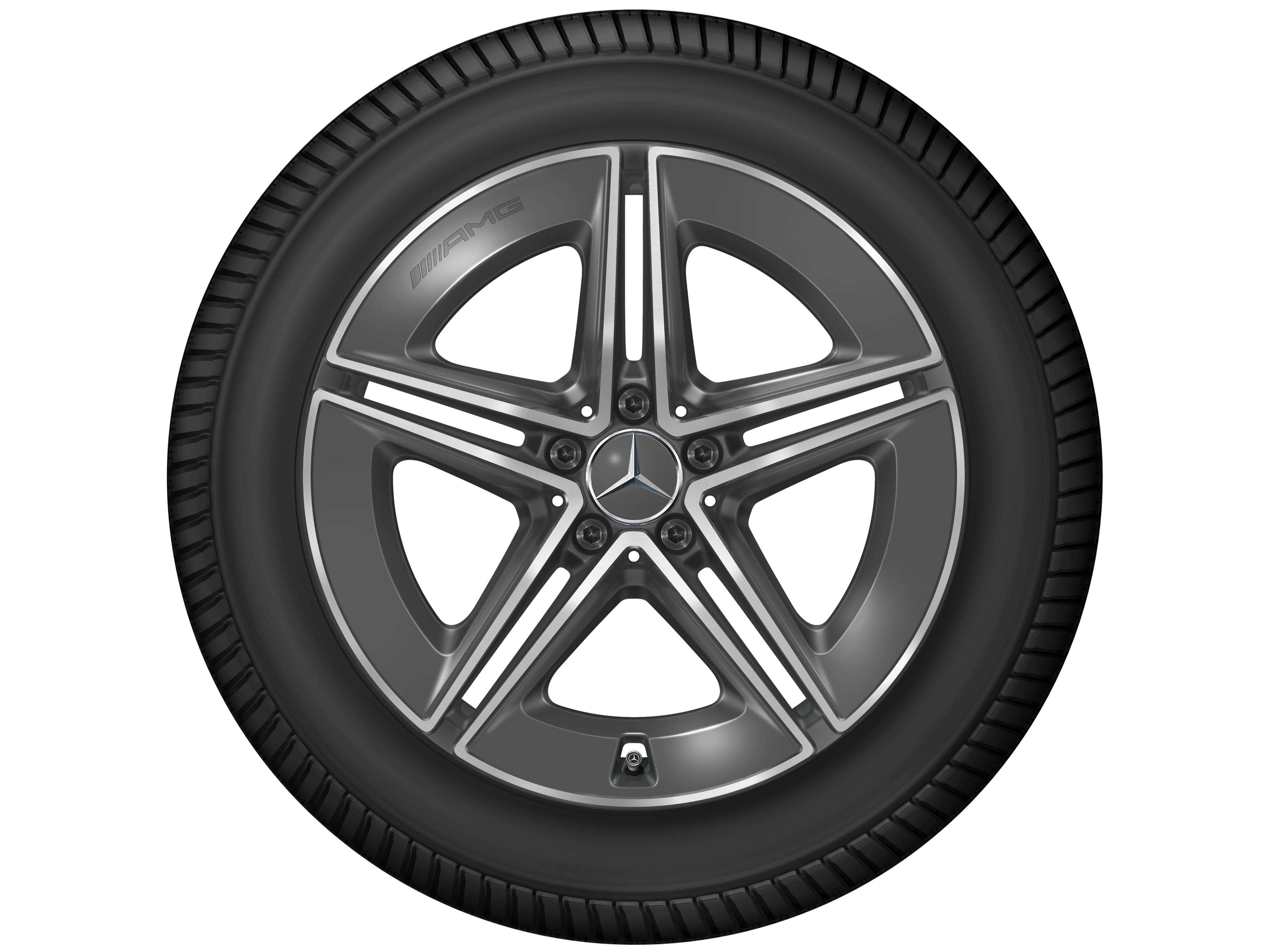 Cerchio a 5 doppie razze AMG, 48,3 cm (19 pollici) - 8 J x 19 ET 21,5, Grigio tantalio, Tornitura a specchio