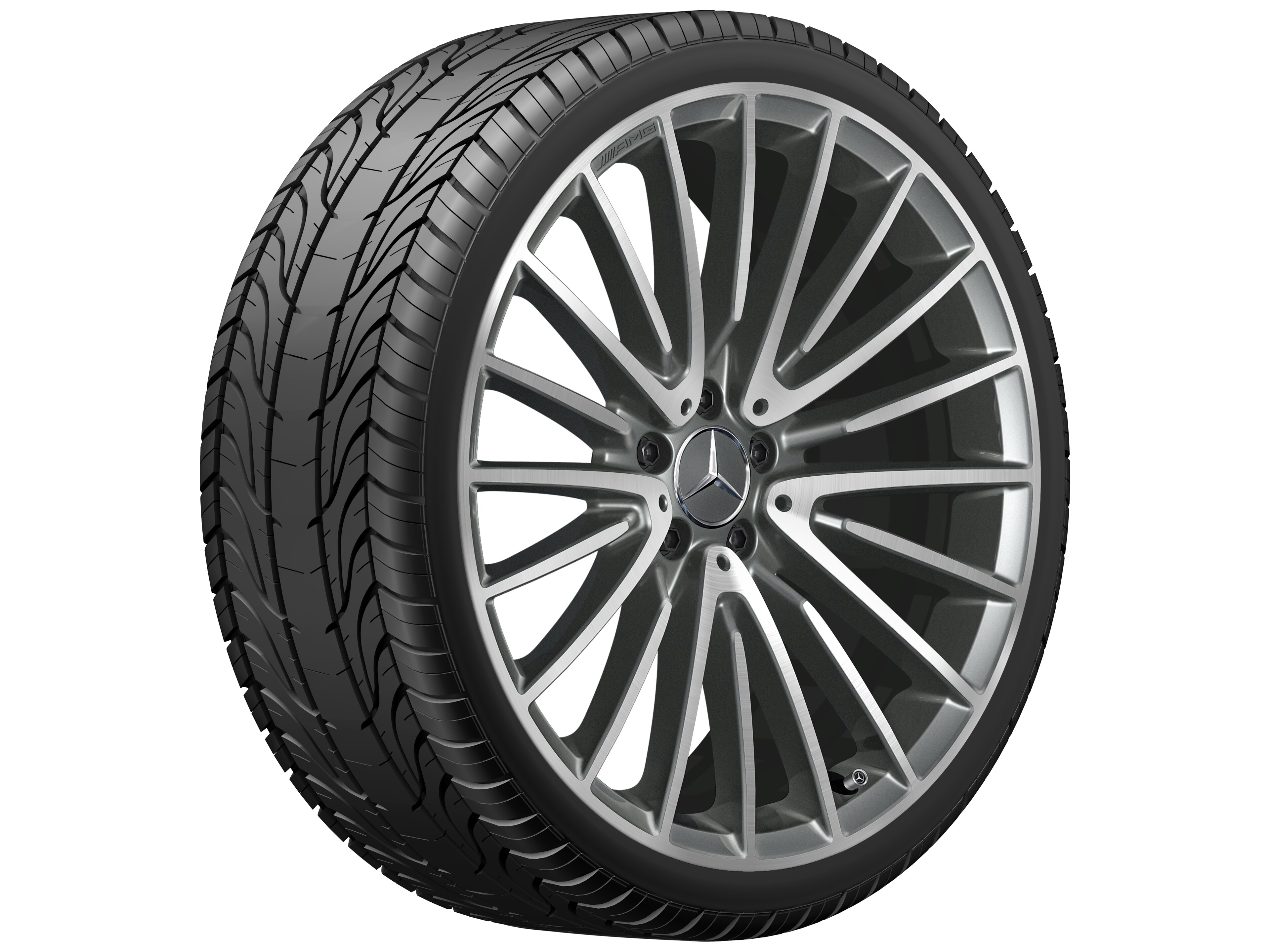 Cerchio a razze AMG, 53,3 cm (21 pollici) - 9 J x 21 ET 34, grigio titanio, Tornitura a specchio
