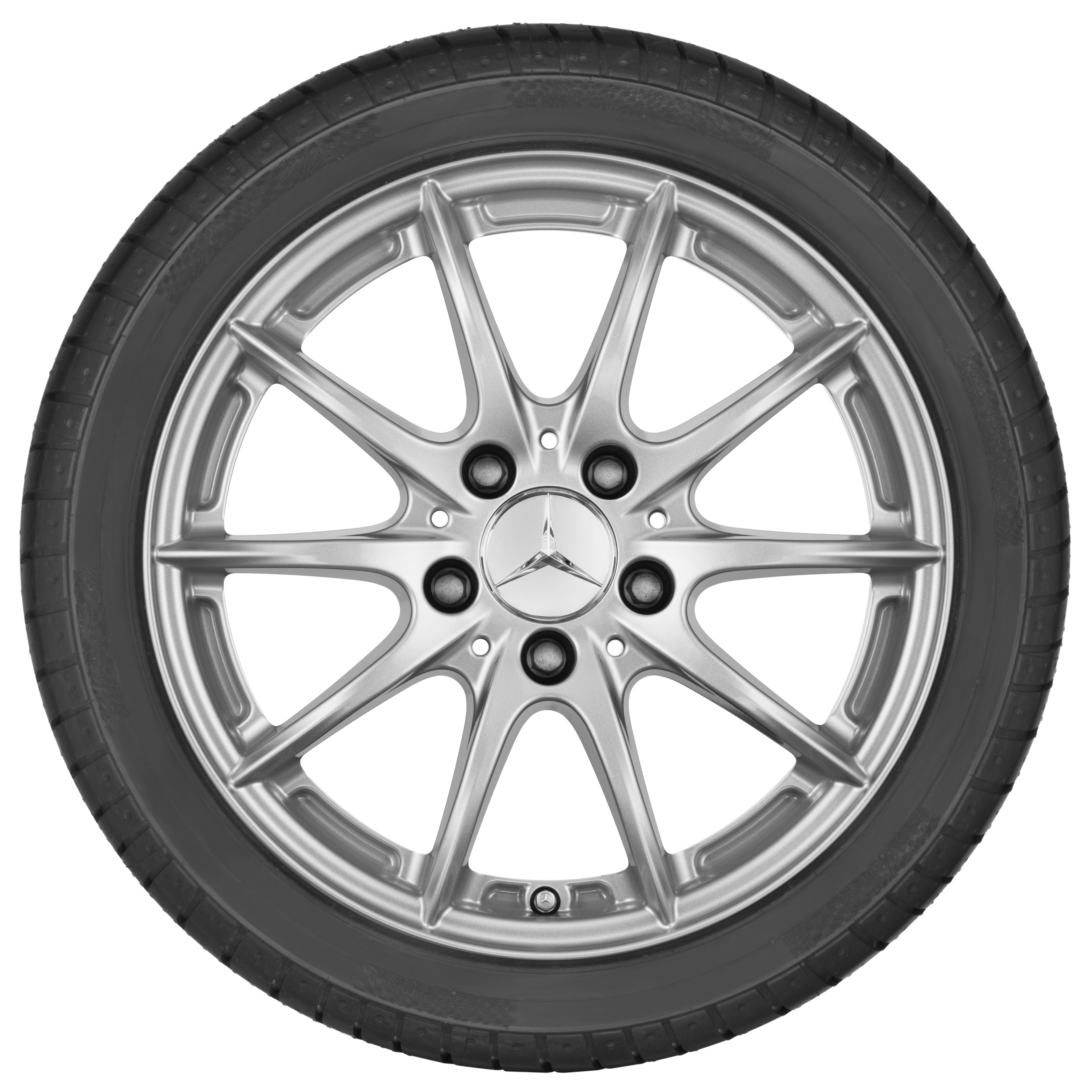Cerchio a 10 razze, 43,2 cm (17 pollici) - 7,5 J x 17 ET 53, argento titanio, verniciato