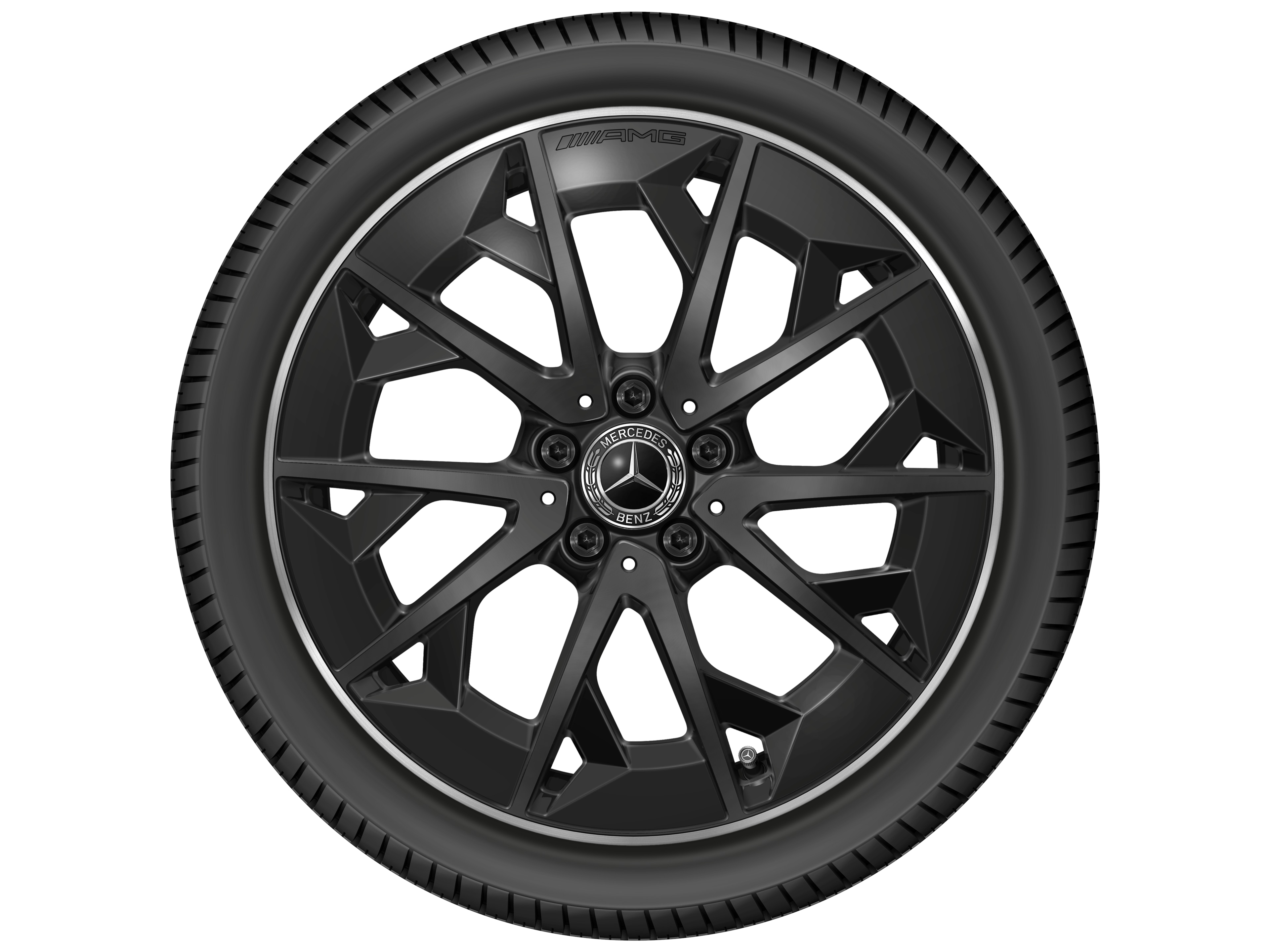 Cerchio in lega leggera AMG, con design a razze incrociate, 48,3 cm (19 pollici) - 7,5 J x 19 ET 48,4, nero opacizzato, Bordo del cerchio tornito a specchio