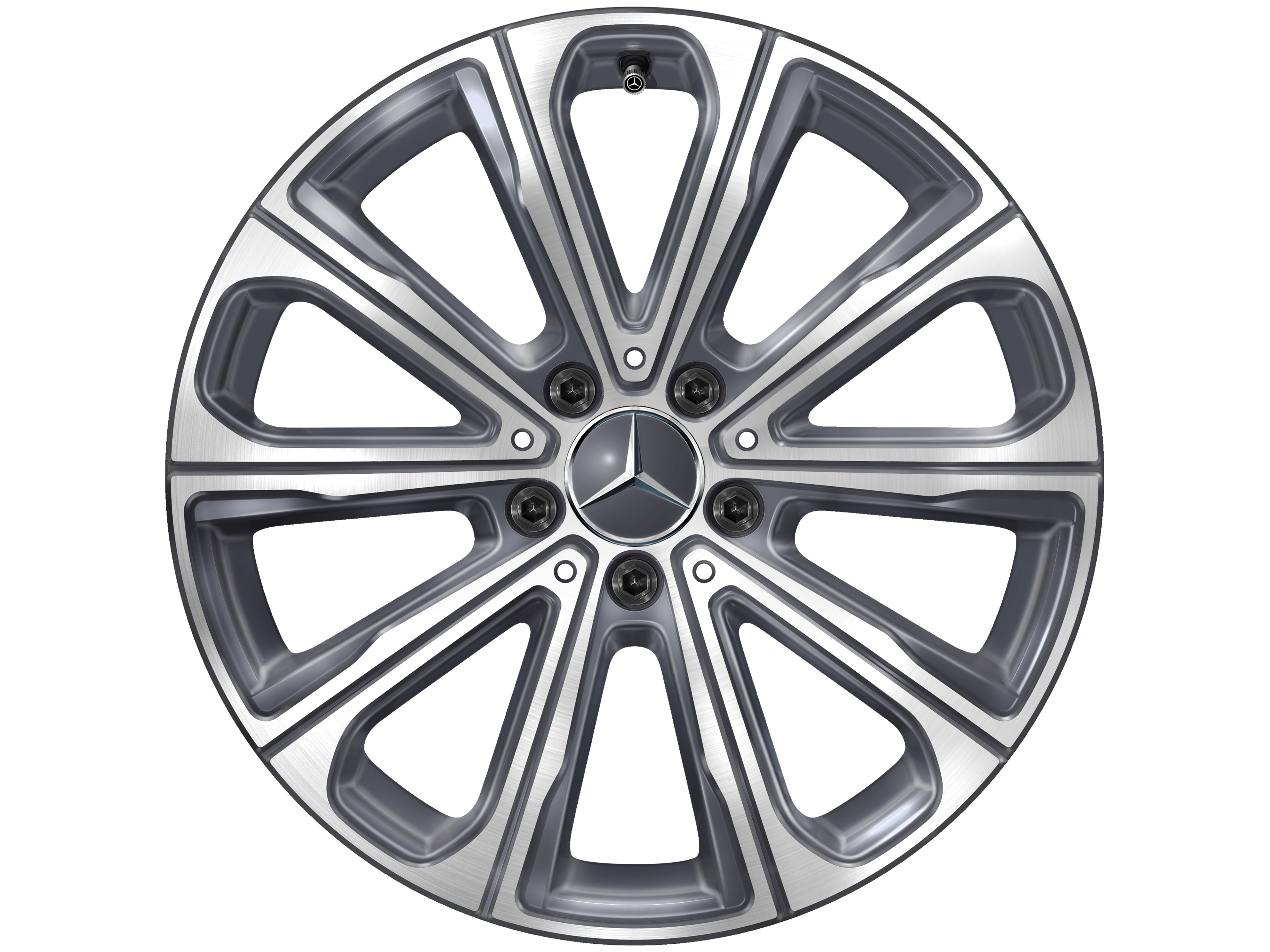 Cerchio a 10 razze, 45,7 cm (18 pollici) - 8 J x 18 ET 32,5, grigio tremolite metallizzato, Tornitura a specchio