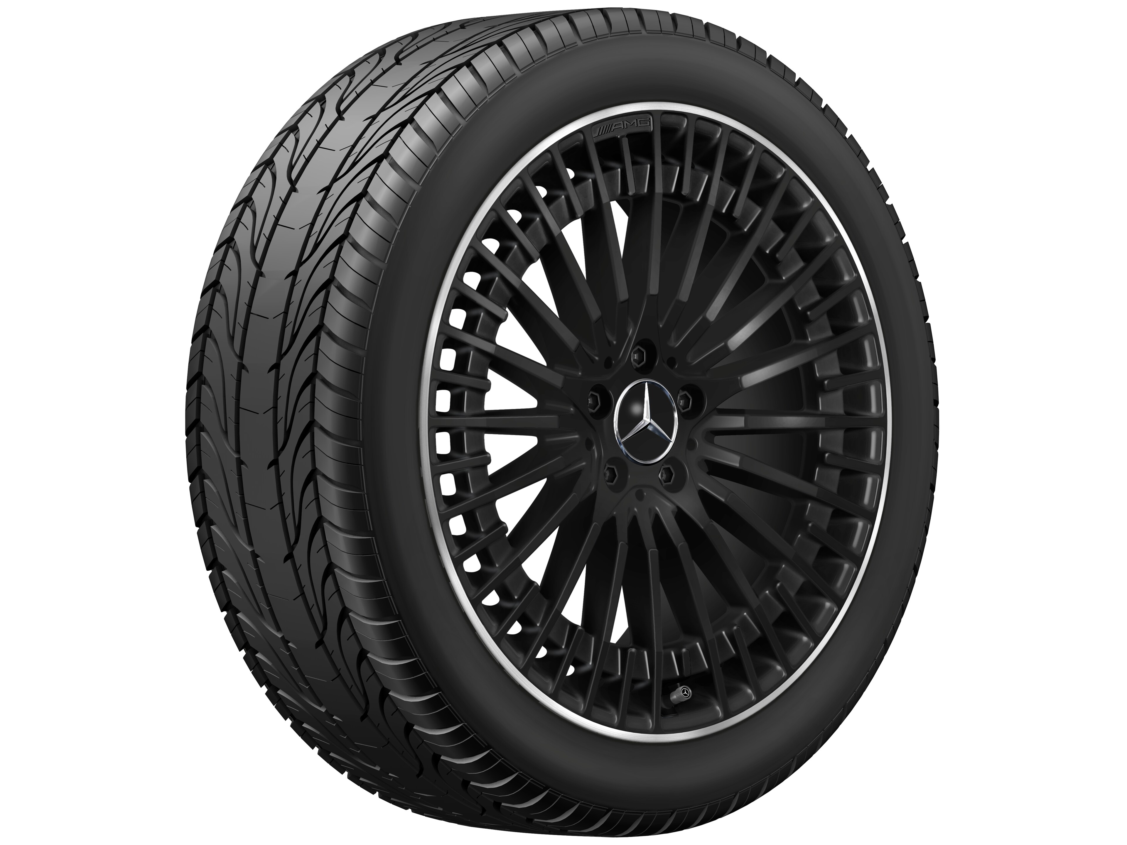 Cerchio a razze AMG, 50,8 cm (20 pollici), Bordo del cerchio tornito a specchio - 8,5 J x 20 ET 50,5, colore nero, Bordo del cerchio tornito a specchio