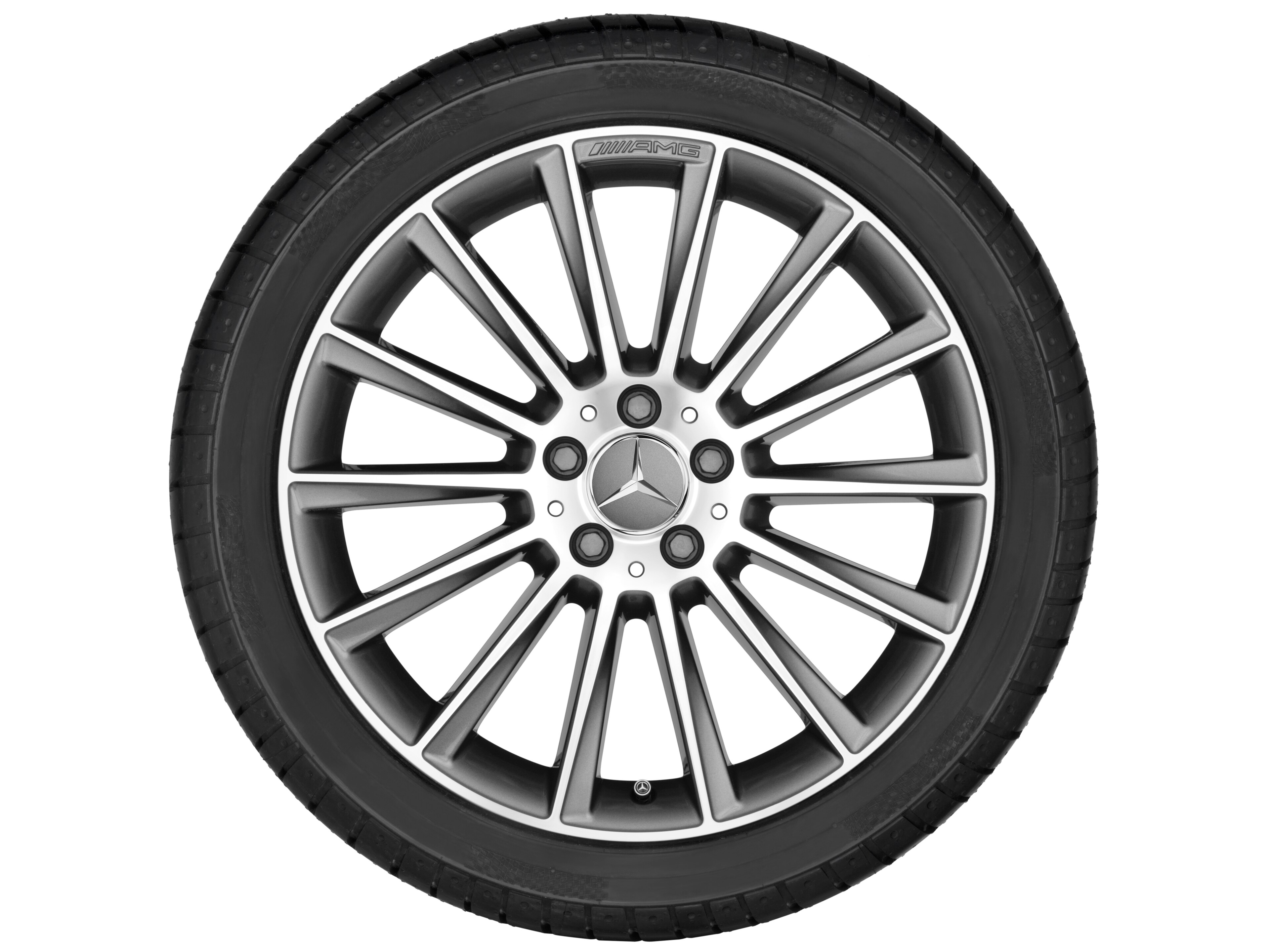 Cerchio a razze AMG, 48,3 cm (19 pollici) - 7,5 J x 19 ET 33, grigio titanio, Tornitura a specchio