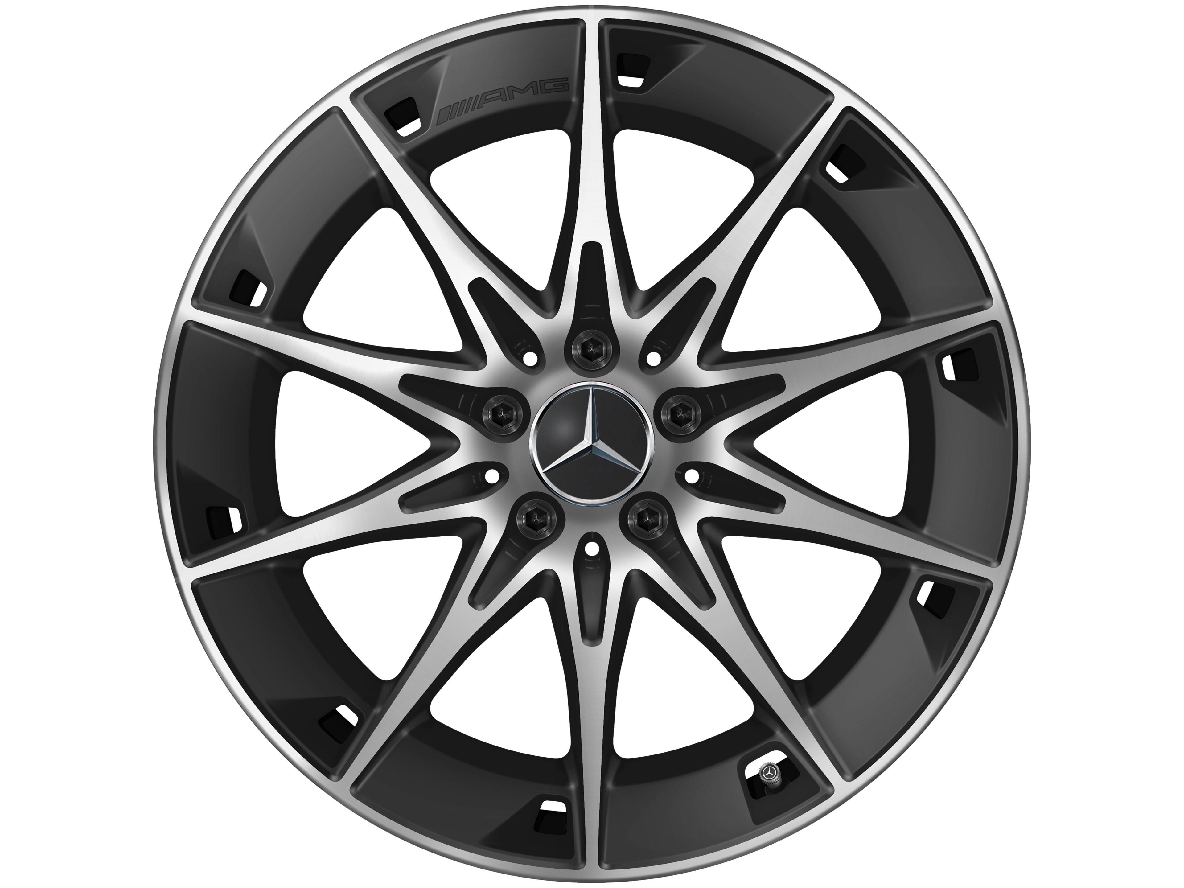 Cerchio a 10 razze AMG, 48,3 cm (19 pollici) - 9,5 J x 19 ET 19, nero opacizzato, Tornitura a specchio