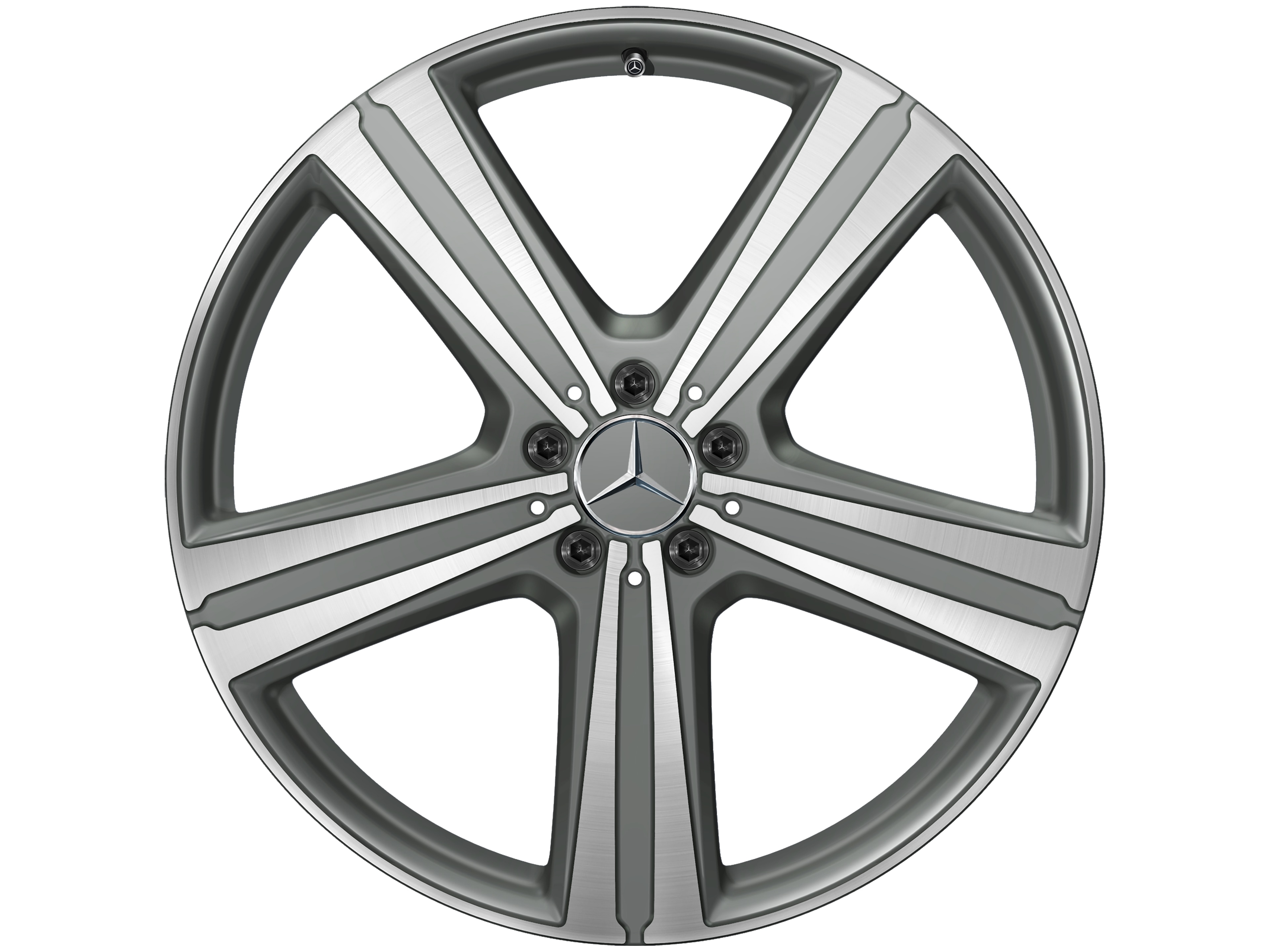 Cerchio a 5 razze, 53,3 cm (21 pollici), con tornitura a specchio - 11 J x 21 ET 49, grigio Himalaya opaco, Tornitura a specchio