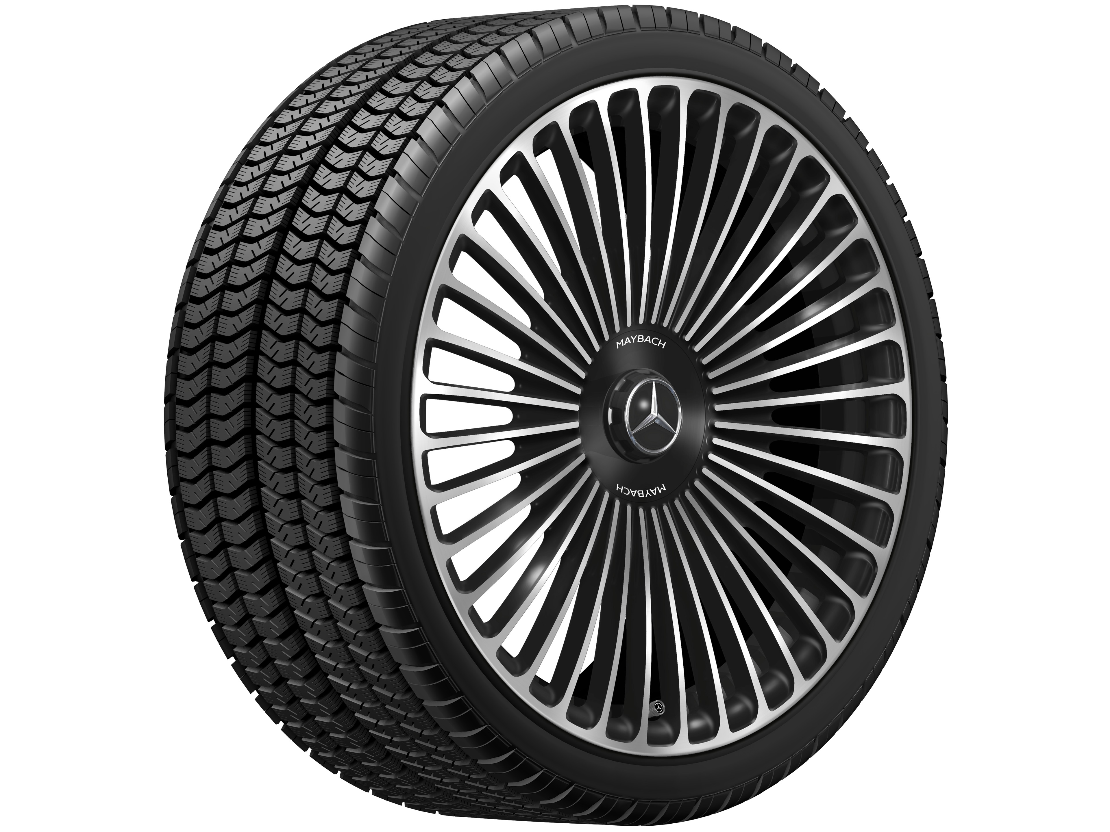 Cerchio fucinato AMG con design a razze multiple, 53,3 cm (21 pollici) - 9,5 J x 21 ET 56,1, colore nero, Tornitura a specchio