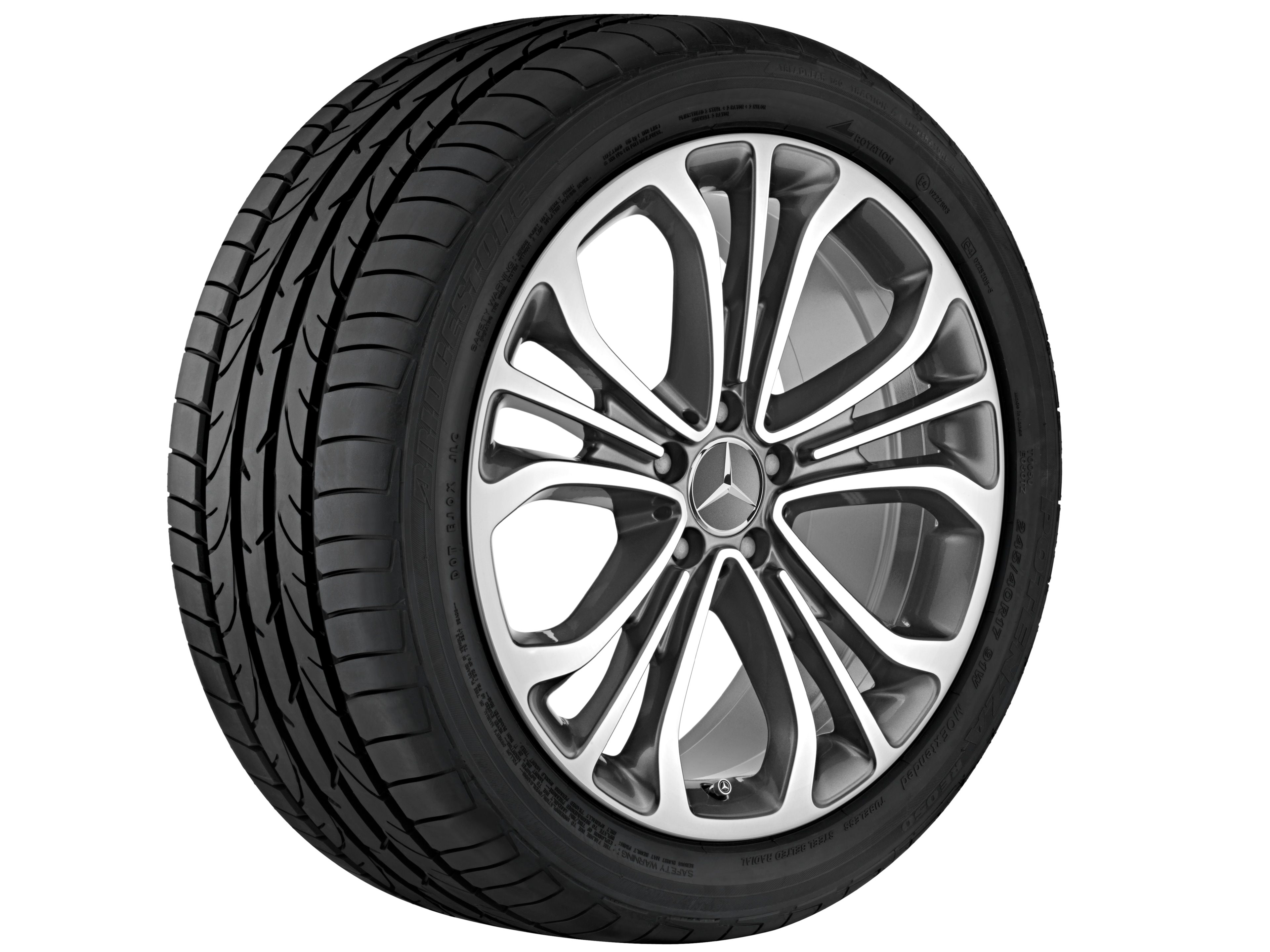 Cerchio a 5 triple razze, 48,3 cm (19 pollici) - 8,5 J x 19 ET 36, grigio Himalaya, Tornitura a specchio