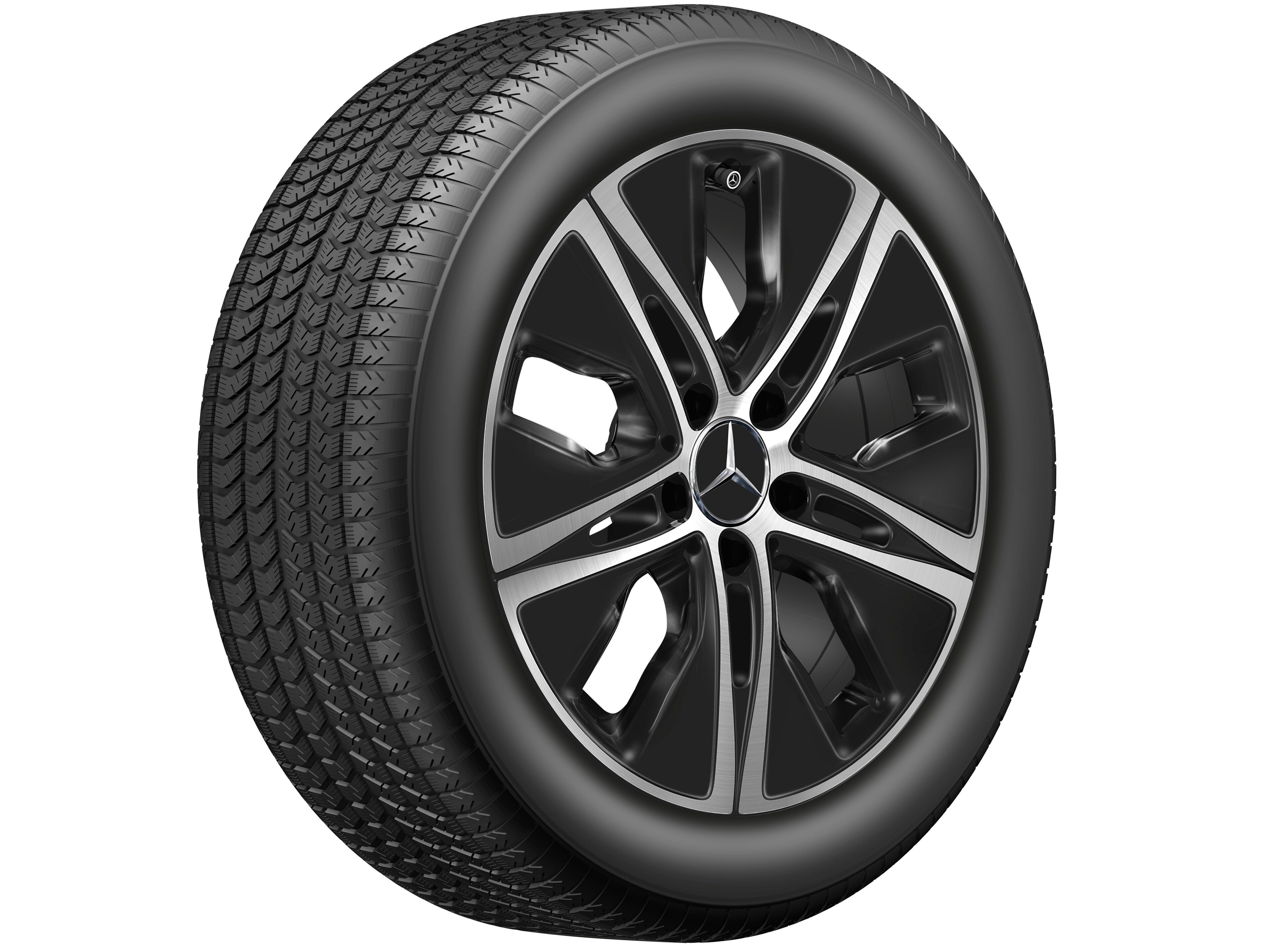 Cerchio a 5 fori, 43,2 cm (17 pollici) - 7 J x 17 ET 48,5, colore nero, Tornitura a specchio