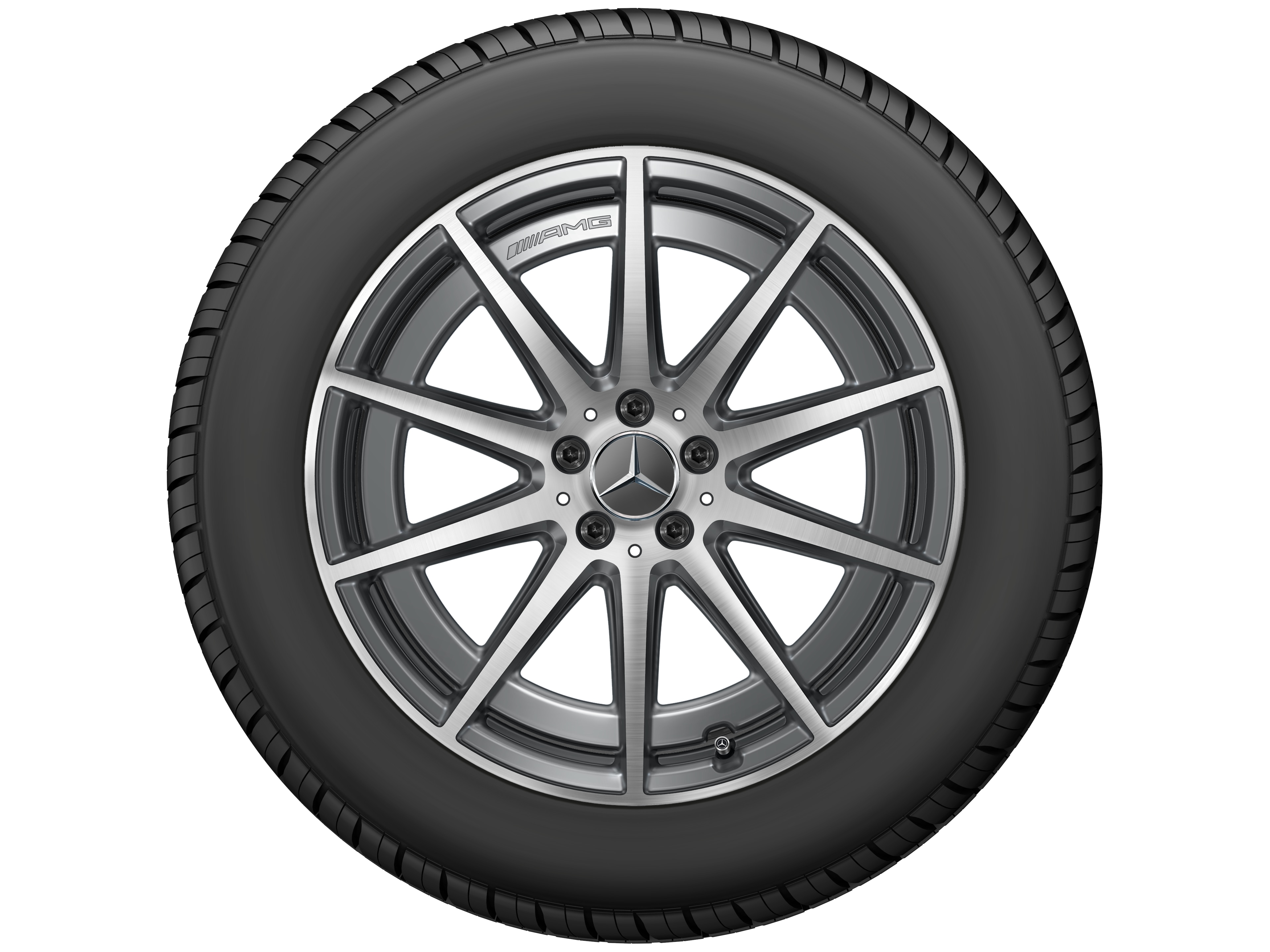 Cerchio a 10 razze AMG, 50,8 cm (20 pollici) - 9,5 J x 20 ET 45, Grigio tantalio, Tornitura a specchio