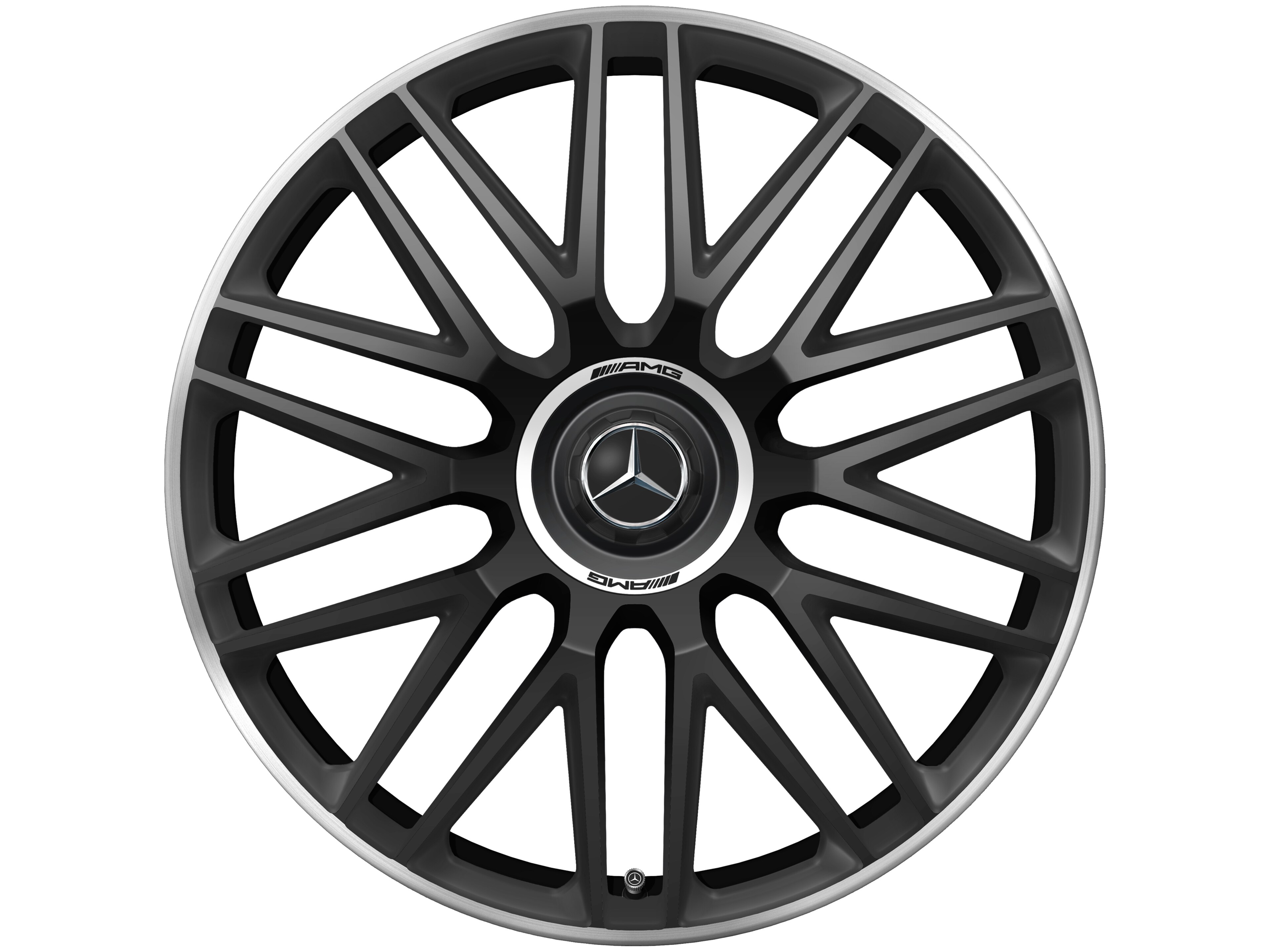 Cerchio fucinato AMG con design a 10 doppie razze, 53,3 cm (21 pollici), Bordo del cerchio tornito a specchio - 10,5 J x 21 ET 42, nero opacizzato, Bordo del cerchio tornito a specchio