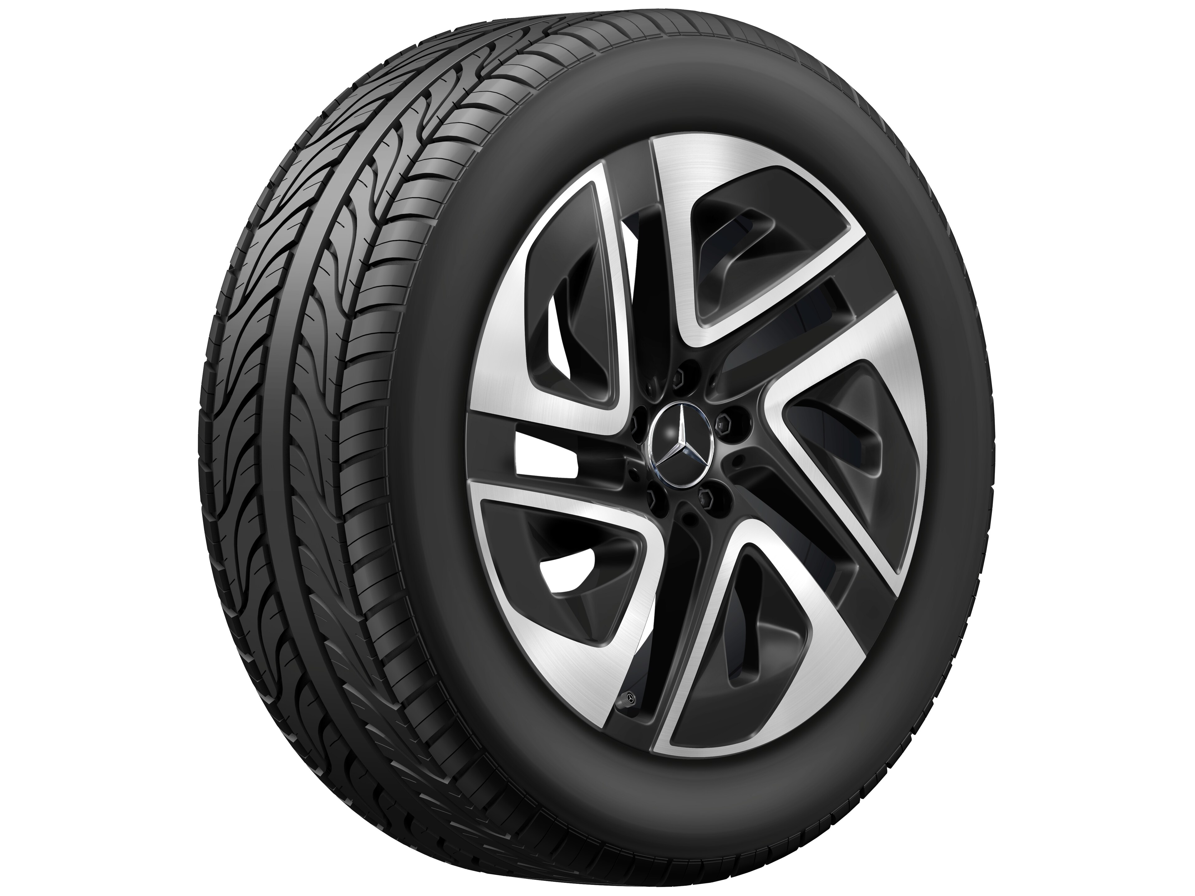 Cerchio a 5 fori, Aero, 48,3 cm (19 pollici) - 8 J x 19 ET 32,7, colore nero, Tornitura a specchio