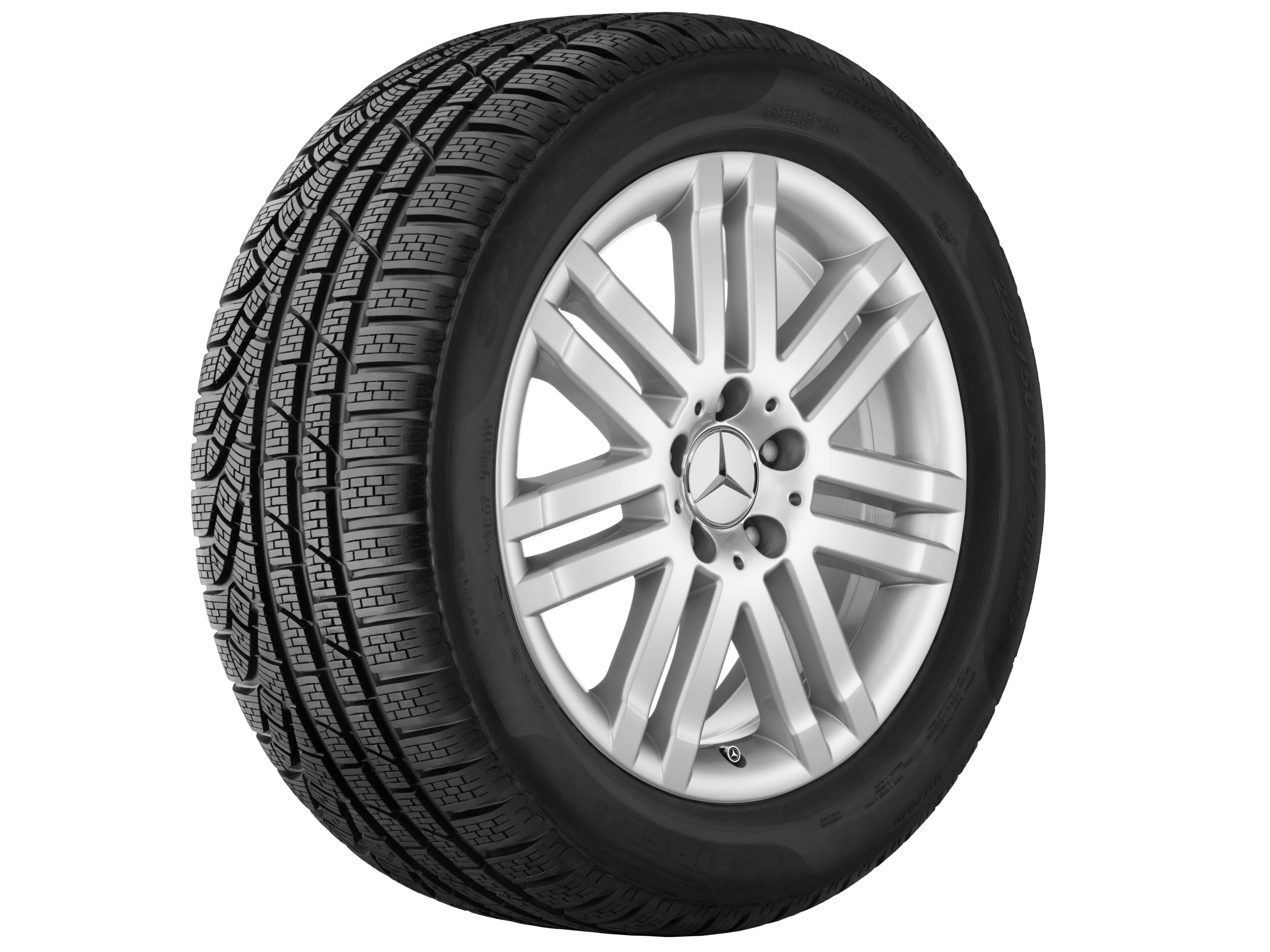 Cerchio a 7 doppie razze, 43,2 cm (17 pollici) - 8,5 J x 17 ET 58, argento titanio
