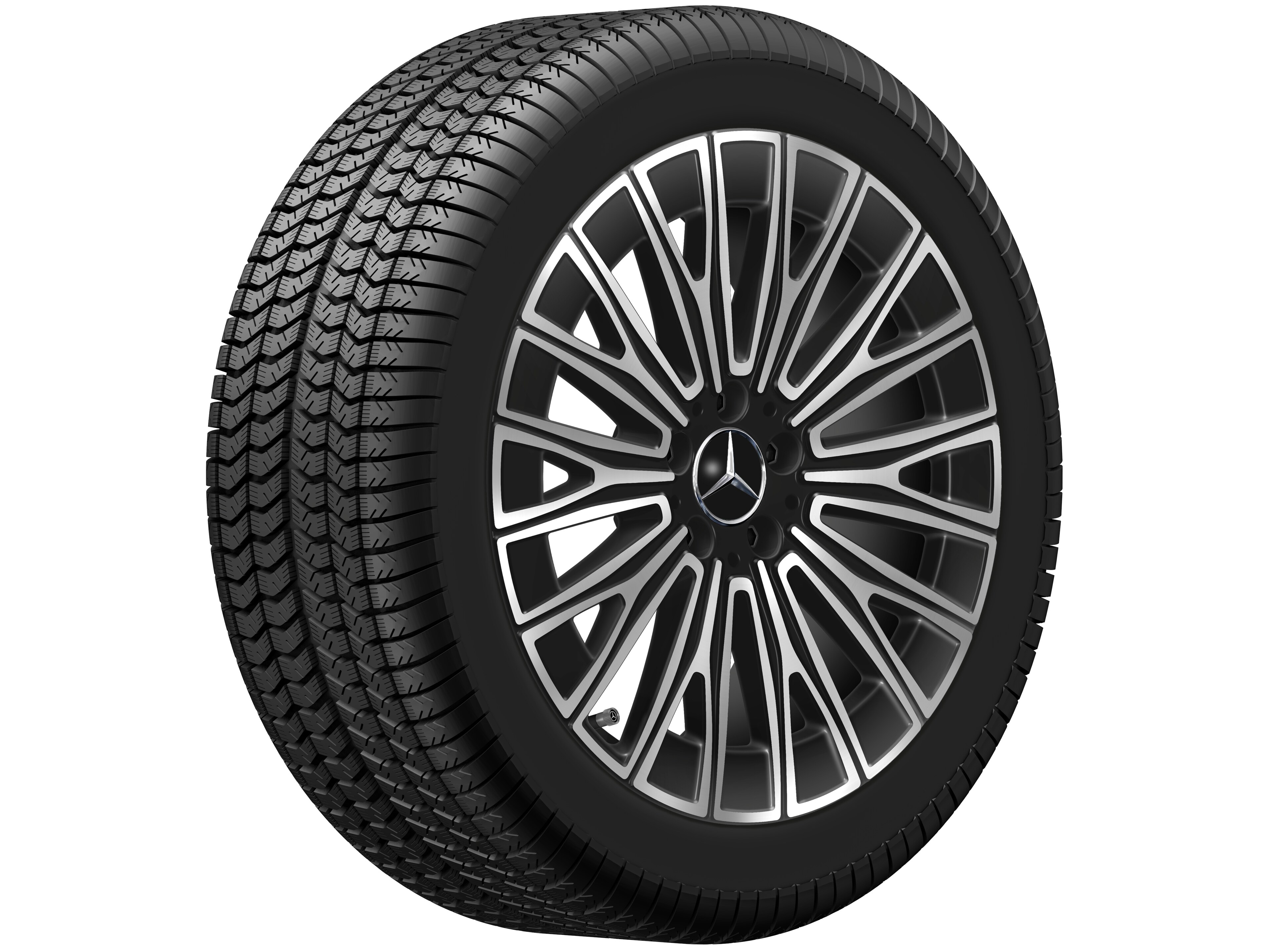 Cerchio con razze Y, Aero, 48,3 cm (19 pollici) - 9 J x 19 ET 58,6, colore nero, Tornitura a specchio
