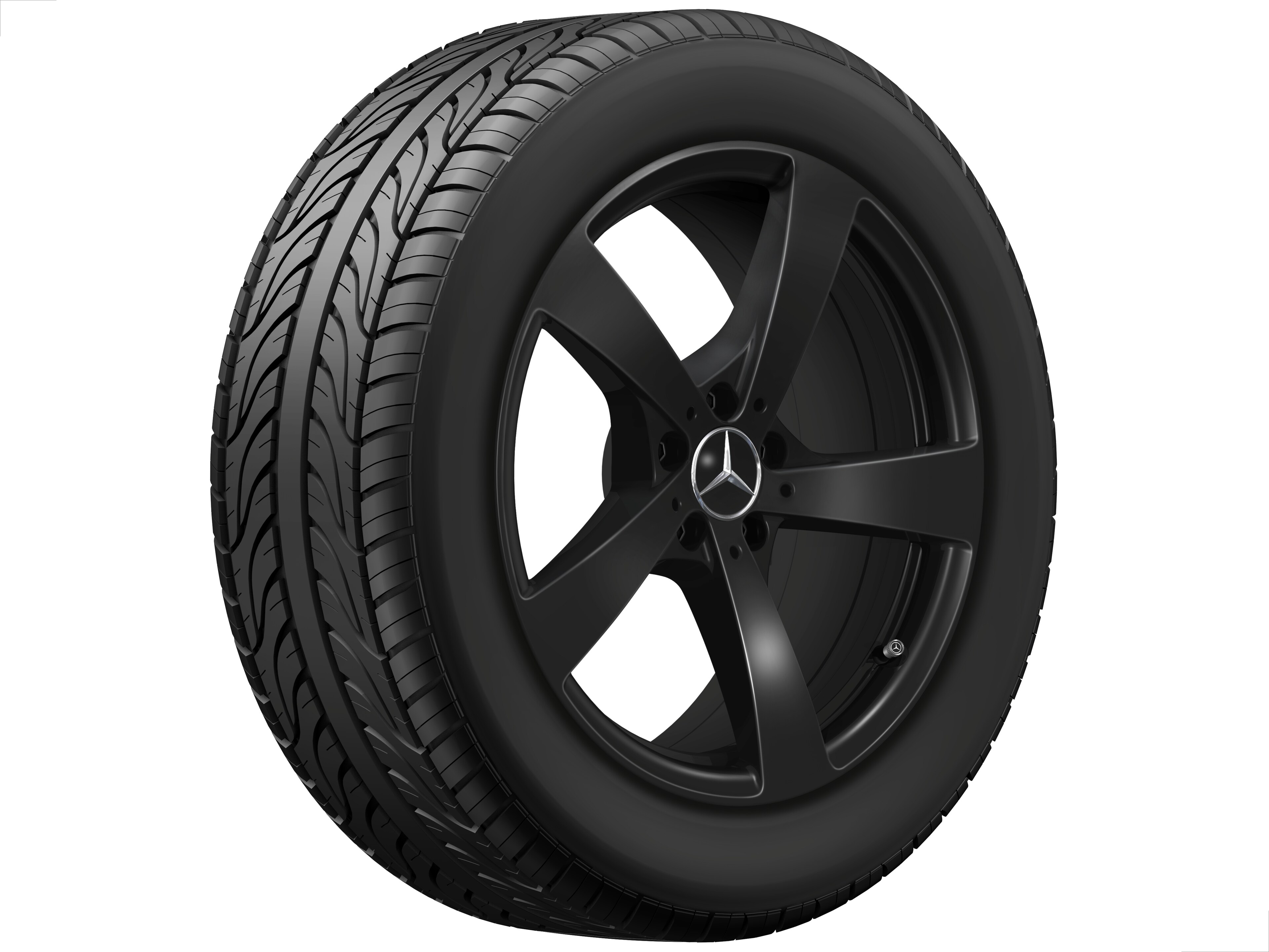 Cerchio a 5 razze, Aero, 48,3 cm (19 pollici) - 9 J x 19 ET 60,2, colore nero, verniciato