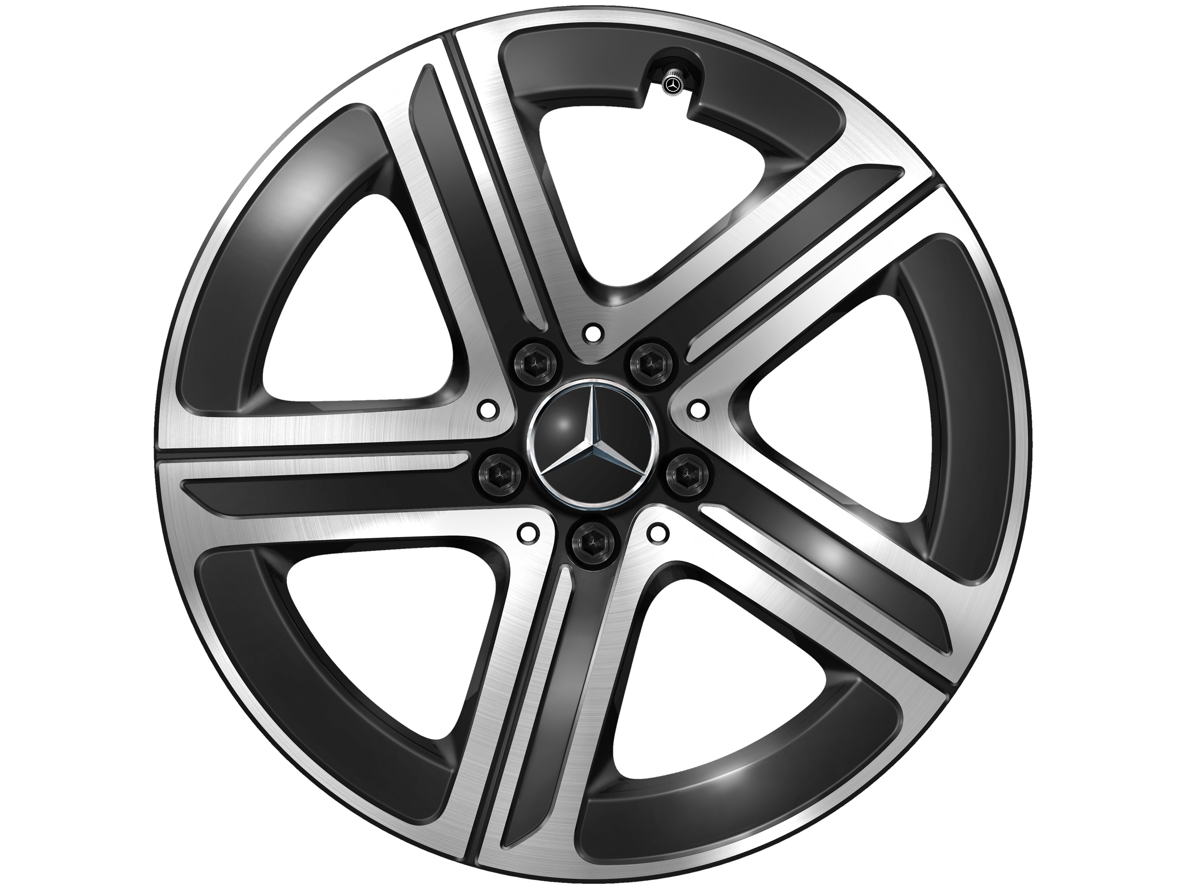 Cerchio a 5 razze, Aero, 45,7 cm (18 pollici), con tornitura a specchio - 9 J x 18 ET 30, colore nero, Tornitura a specchio