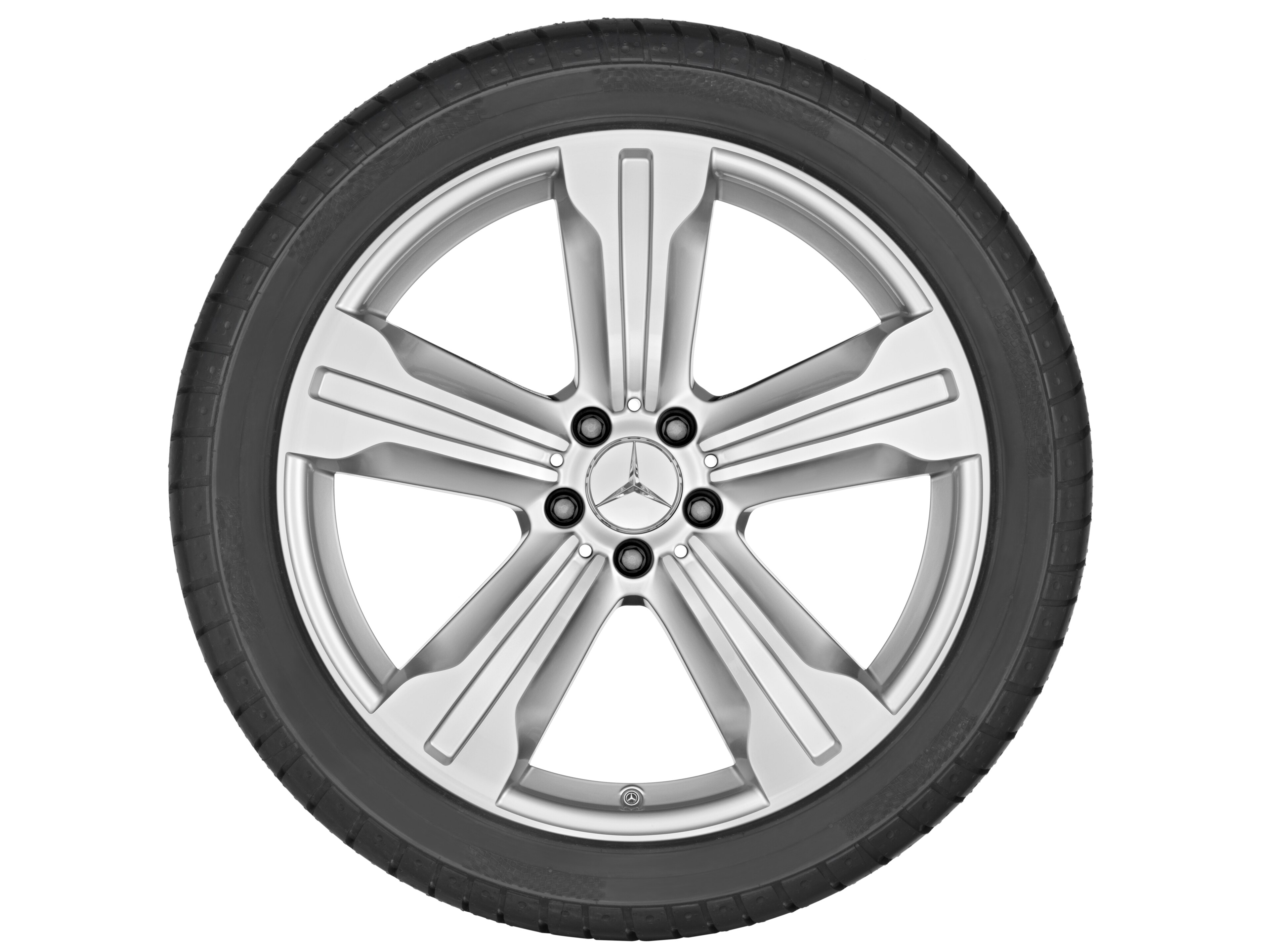Cerchio a 5 razze, Kiyali, 50,8 cm (20 pollici) - 9,5 J x 20 ET 43, argento titanio, Tornitura a specchio