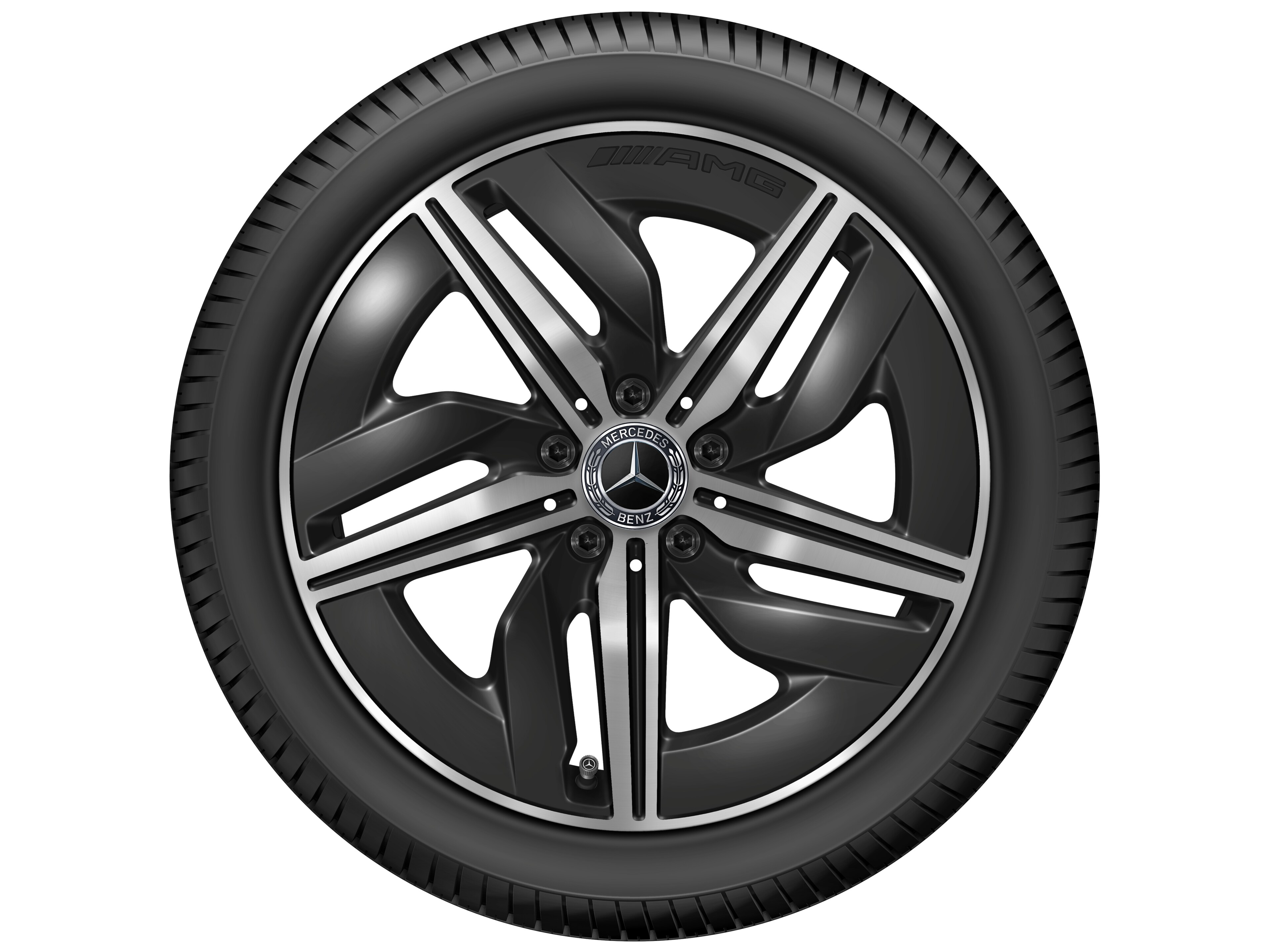 Cerchio a 5 razze AMG, 45,7 cm (18 pollici) - 7,5 J x 18 ET 48,4, colore nero, Tornitura a specchio