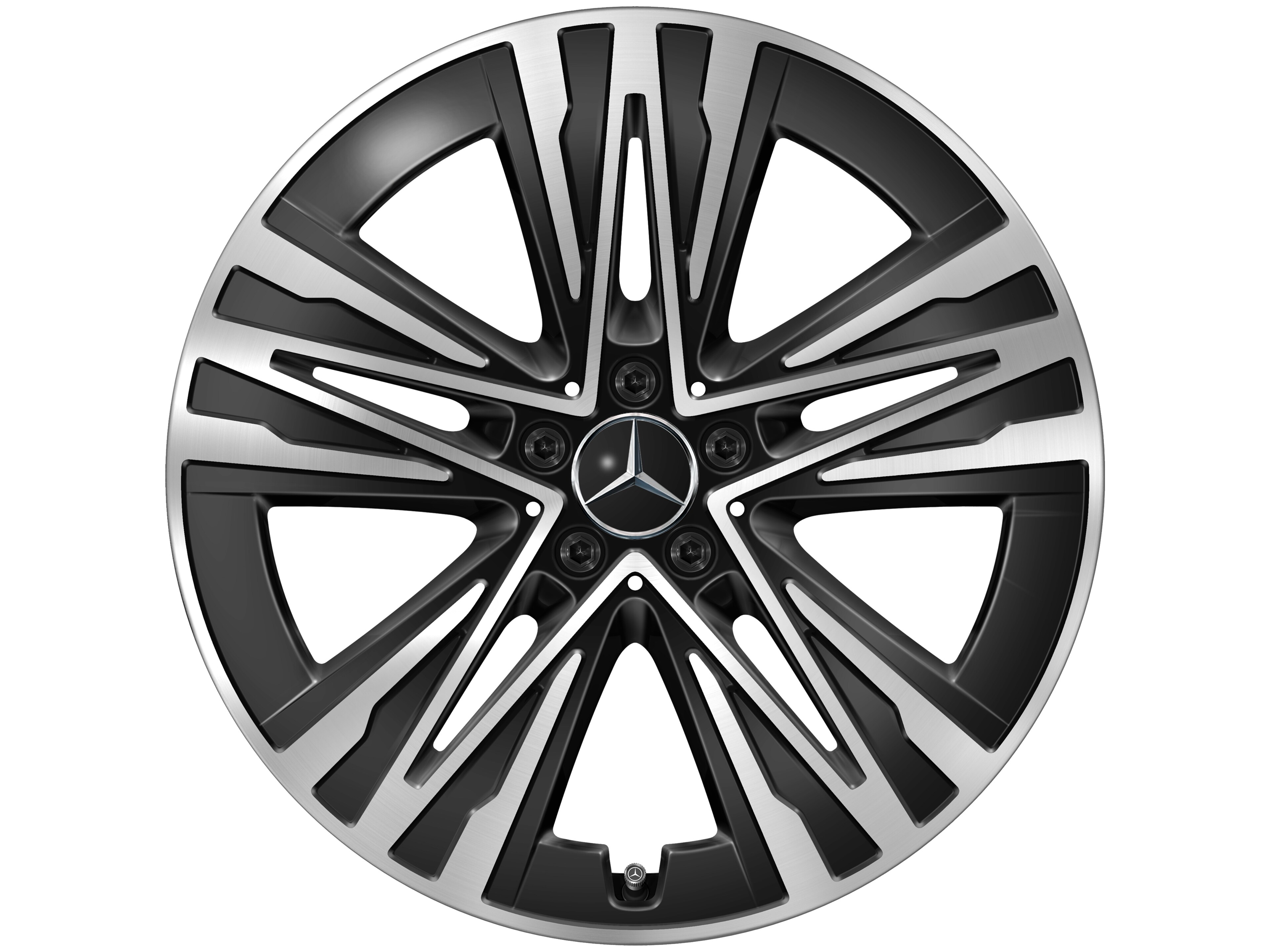 Cerchio a 5 fori, Aero, 50,8 cm (20 pollici) - 8 J x 20 ET 32,7, colore nero, Tornitura a specchio