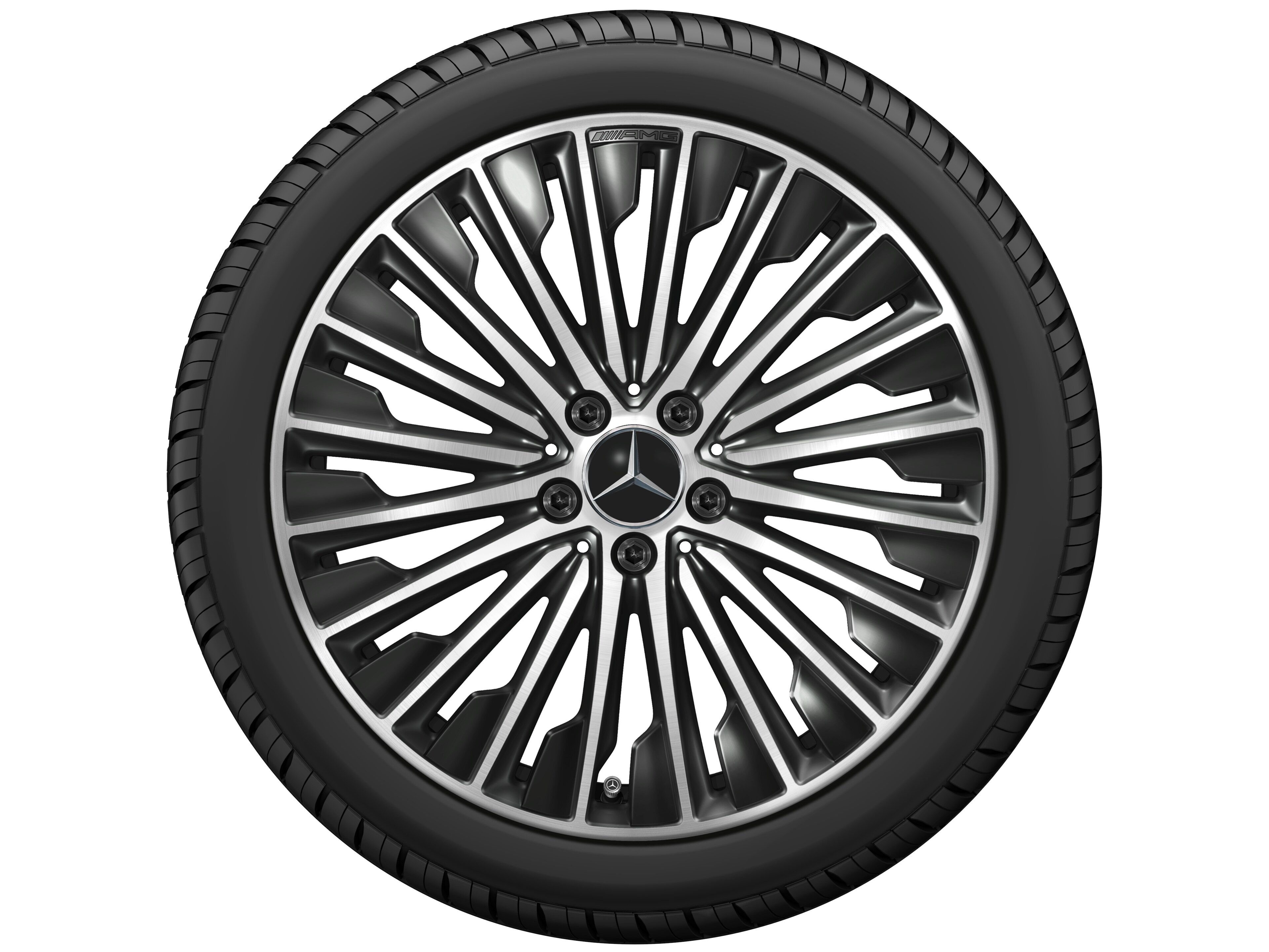 Cerchio a razze AMG, 48,3 cm (19 pollici) - 9 J x 19 ET 60,5, colore nero, Tornitura a specchio