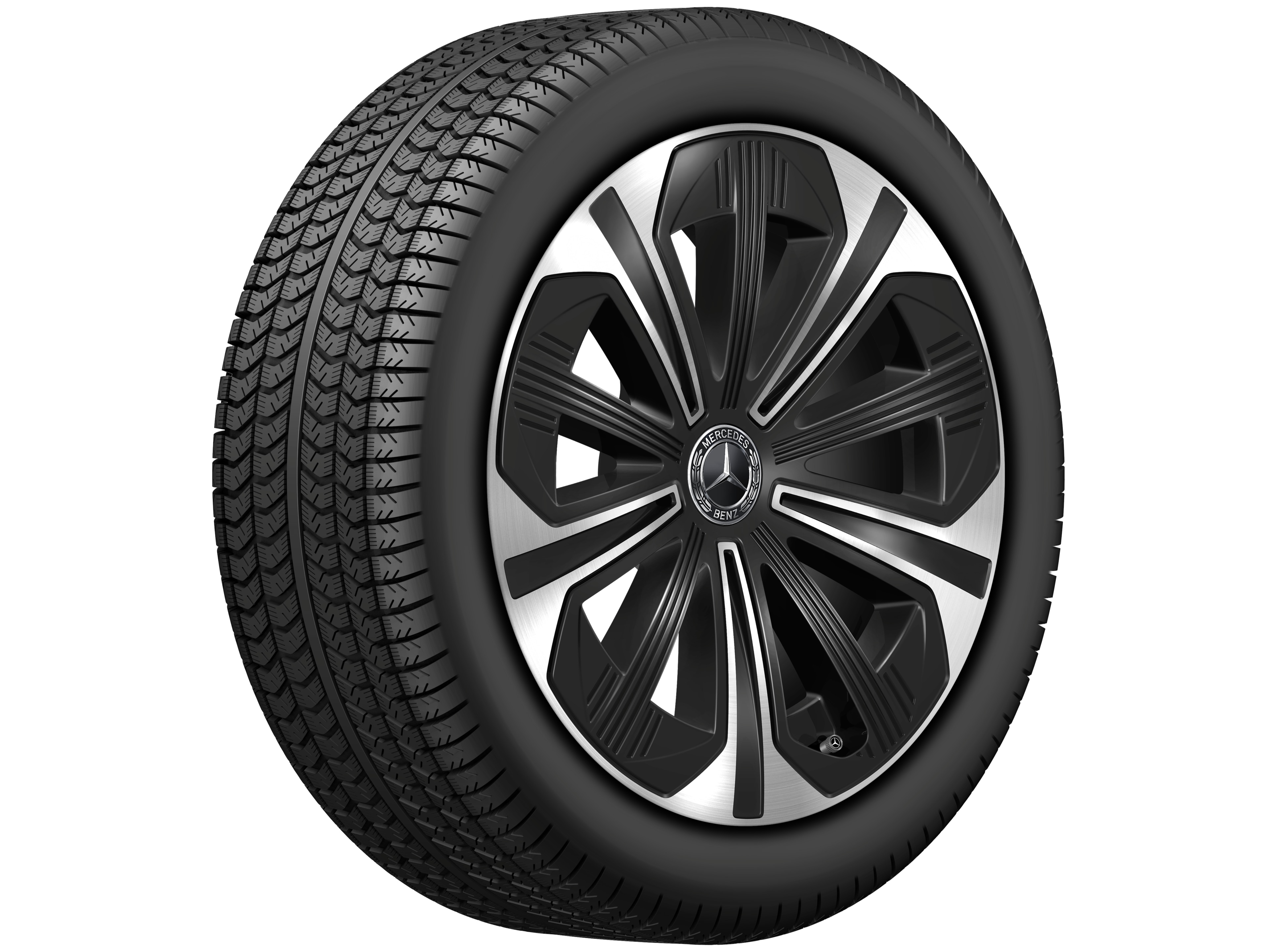 Cerchio a 5 razze, 48,3 cm (19 pollici) - 9,5 J x 19 ET 51, colore nero, Tornitura a specchio