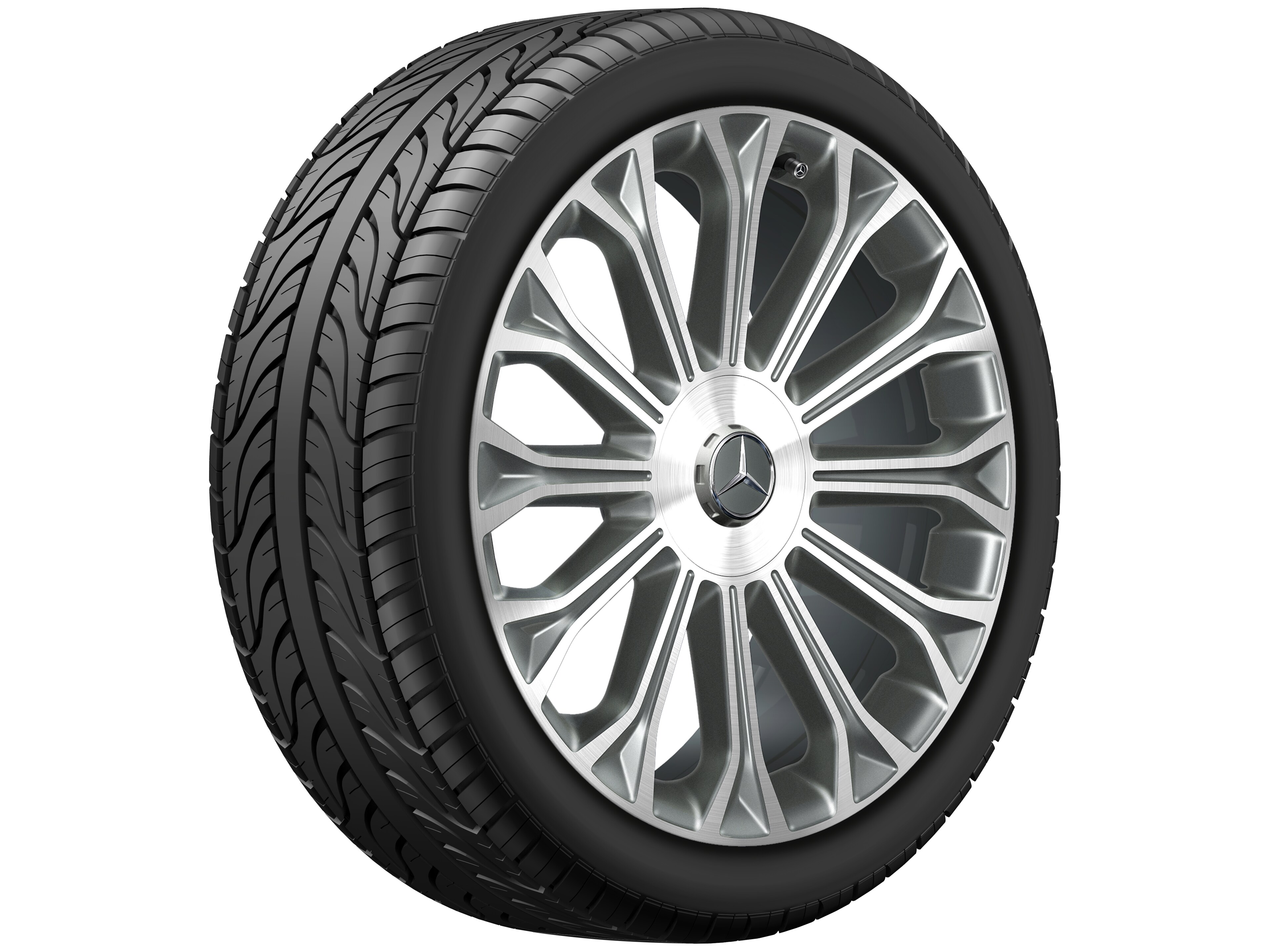 Cerchio a 12 razze, 50,8 cm (20 pollici), con tornitura a specchio - 8,5 J x 20 ET 36, grigio Himalaya, Tornitura a specchio