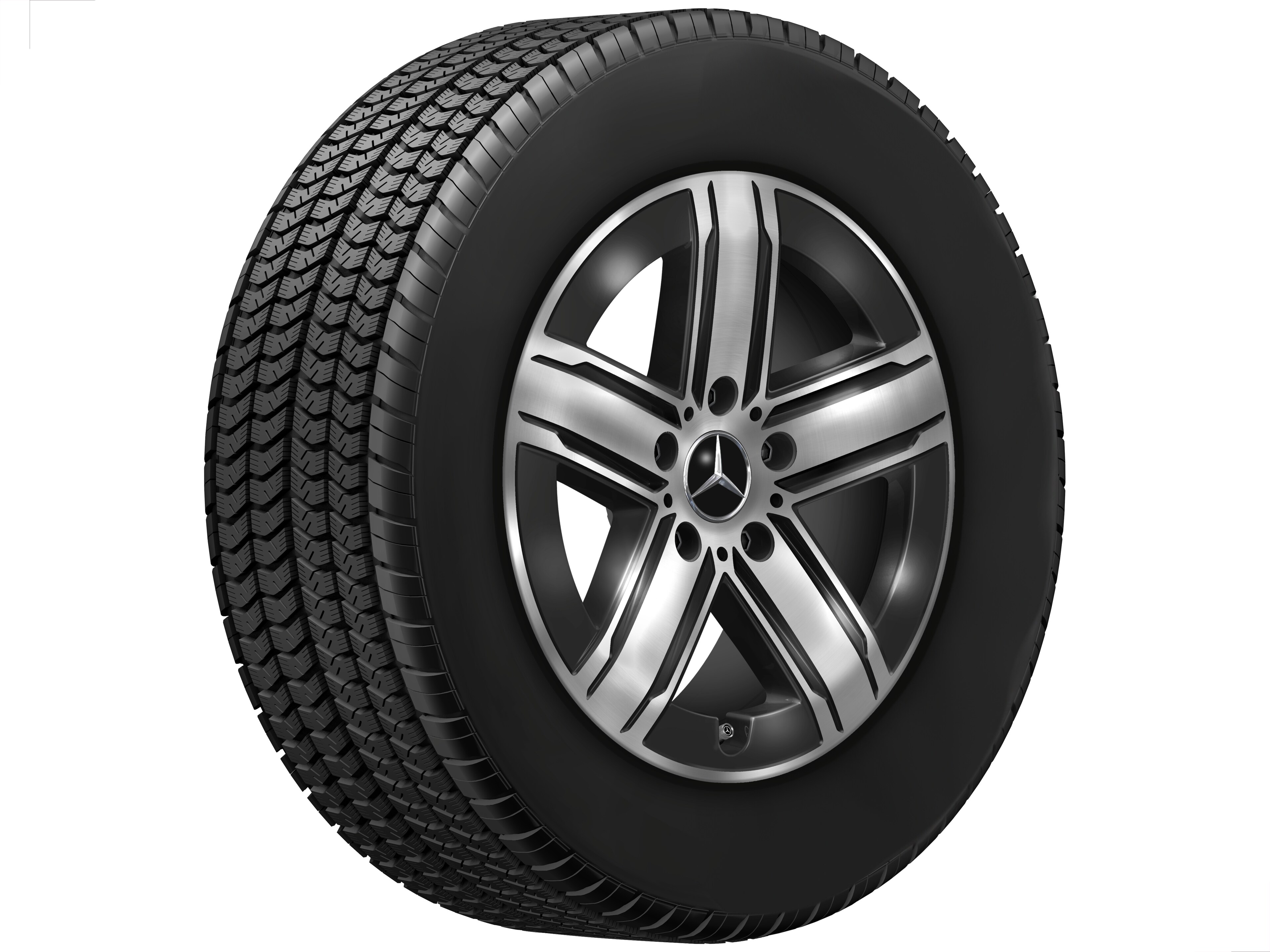 Cerchio a 5 doppie razze - 7,5 J x 18 ET 43, colore nero, Tornitura a specchio