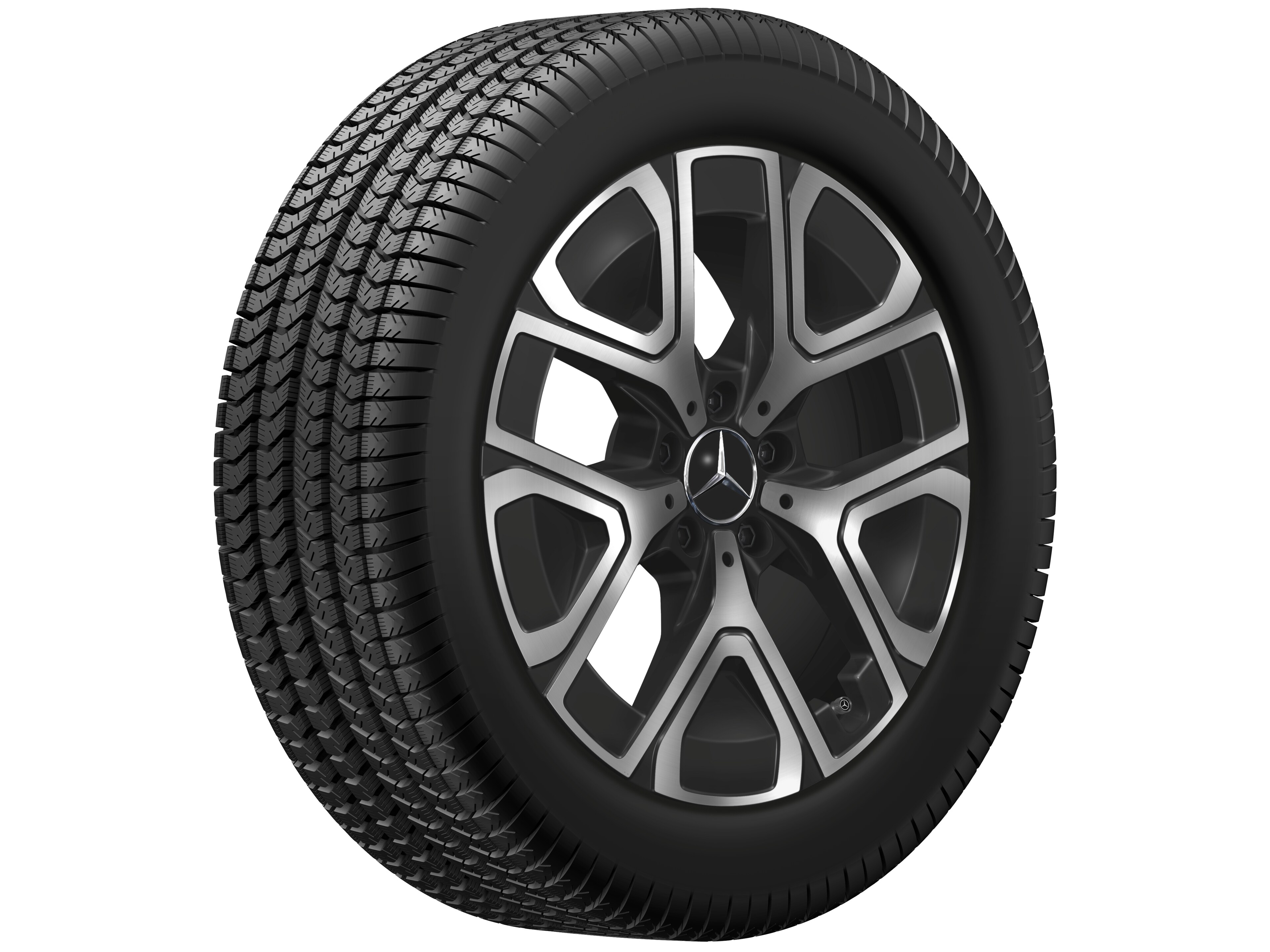 Cerchio a 5 doppie razze, Aero, 45,7 cm (18 pollici) - 7 J x 18 ET 46,6, colore nero, Tornitura a specchio