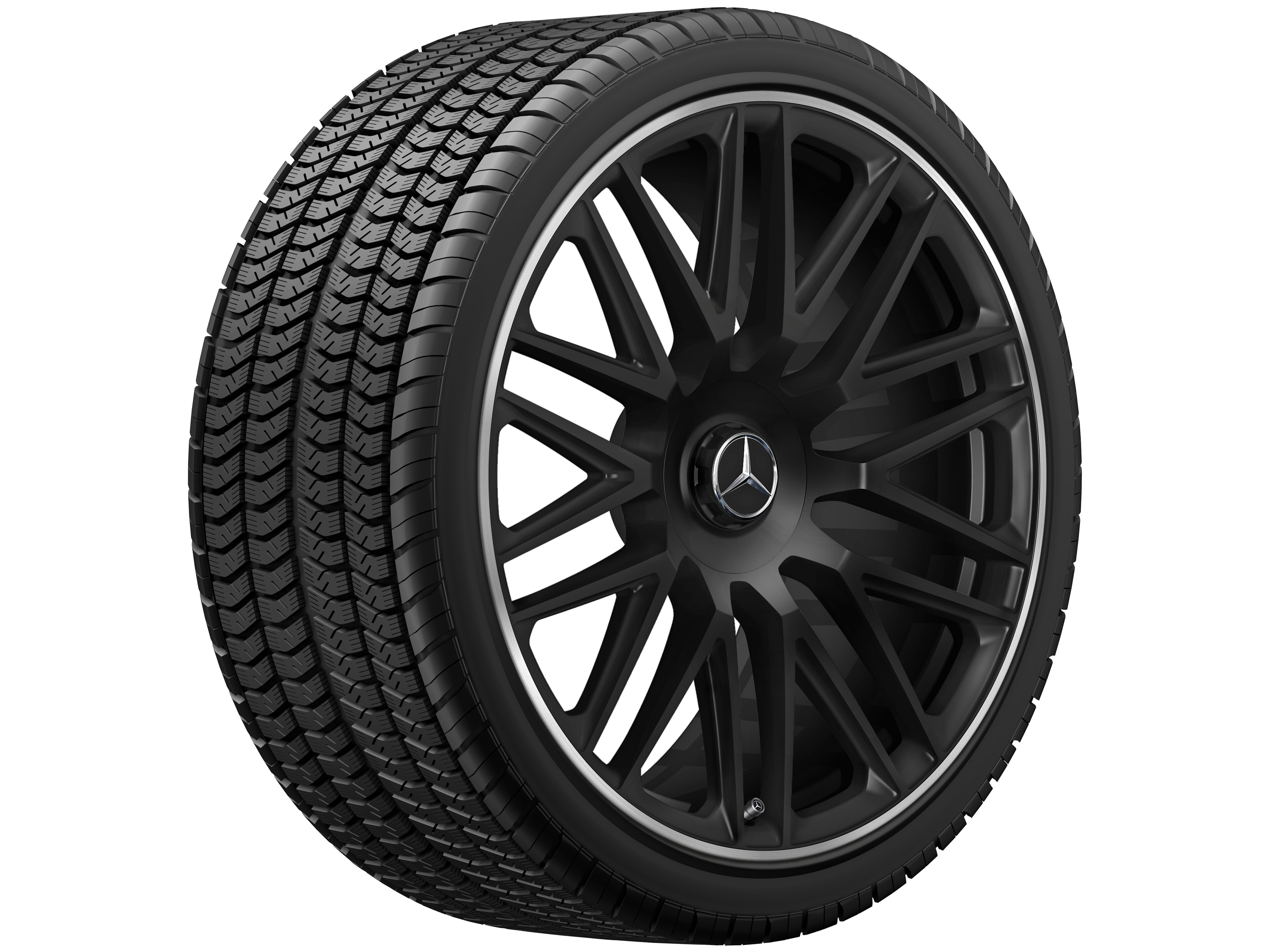 Cerchio fucinato AMG con design a 10 razze, 53,3 cm (21 pollici) - 10,5 J x 21 ET 50, nero opacizzato, Bordo del cerchio tornito a specchio