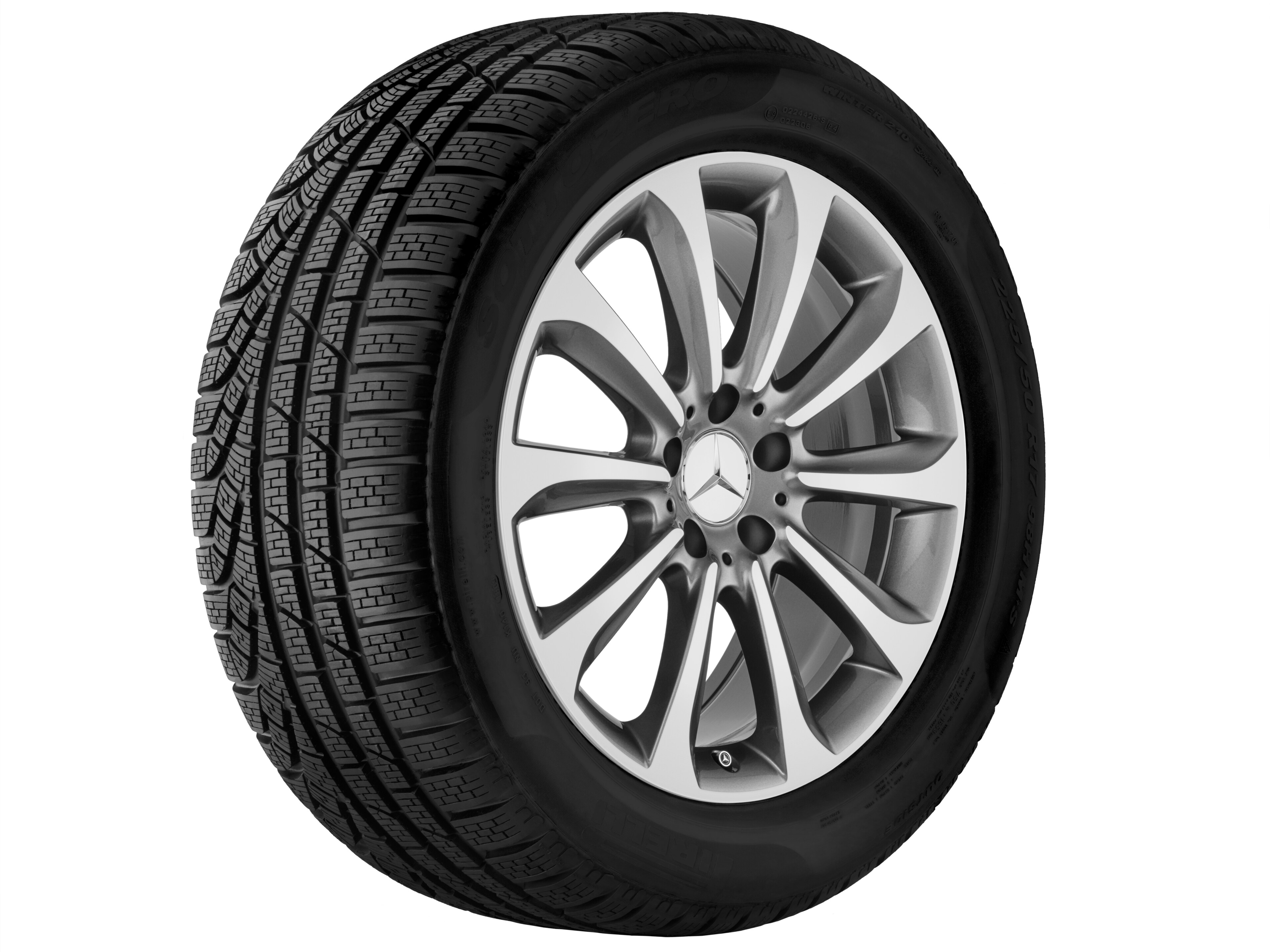 Cerchio a 10 razze, 45,7 cm (18 pollici) - 9,5 J x 18 ET 48, grigio Himalaya, Tornitura a specchio